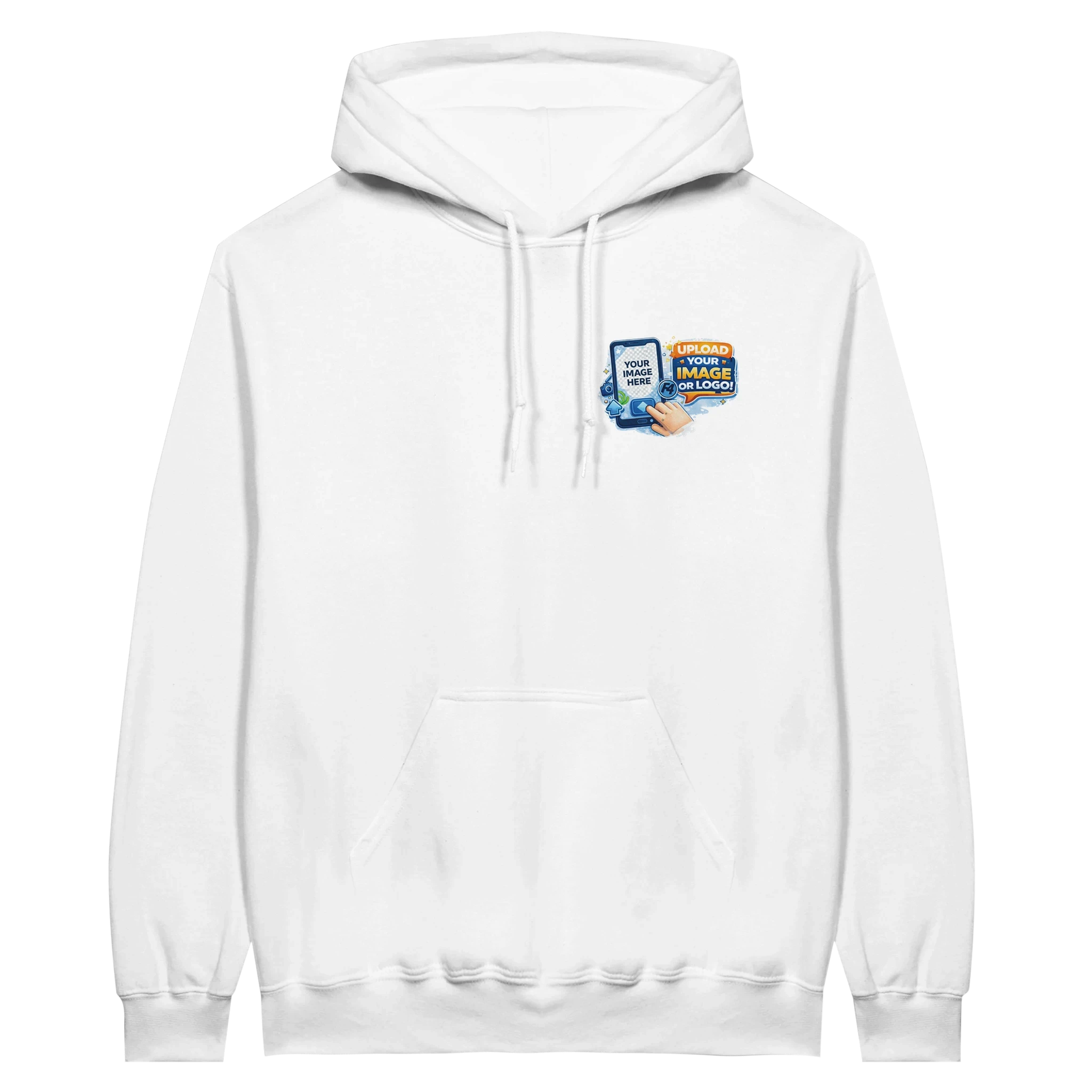 Custom Logo White Hoodie – Front & Back Print