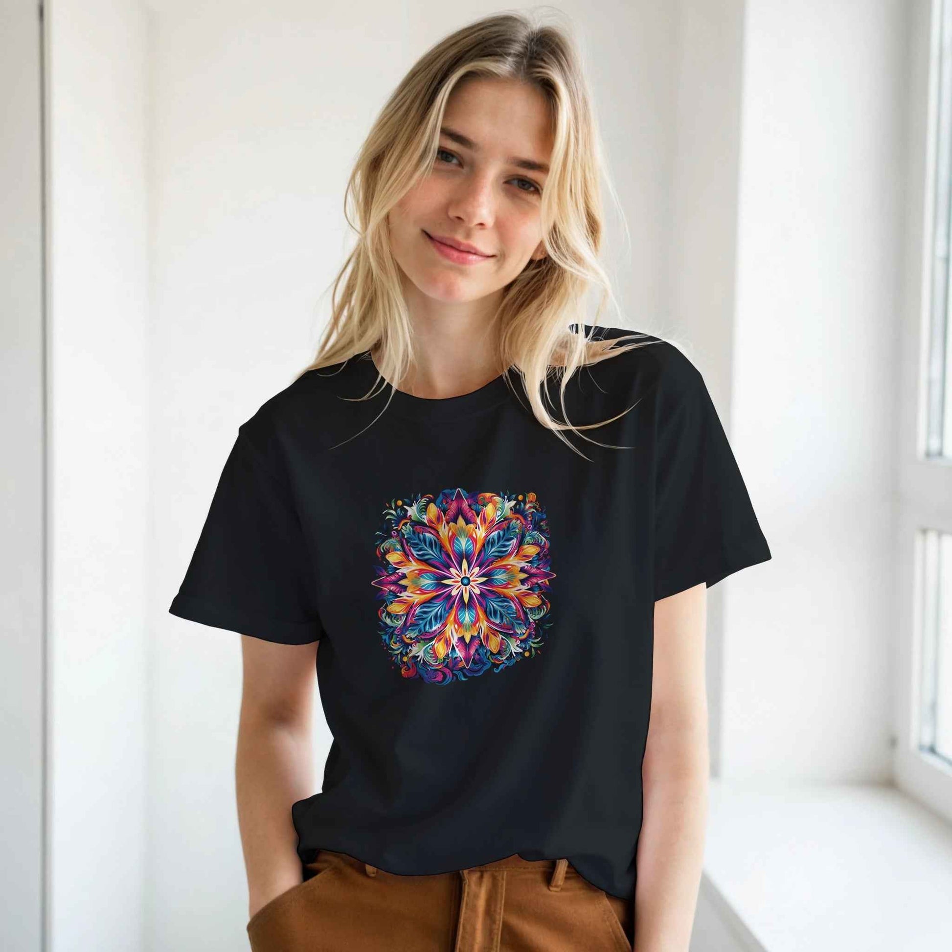 Vibrant Floral Mandala Graphic Tee – Premium Comfort & Bold Style for Everyday Wear
