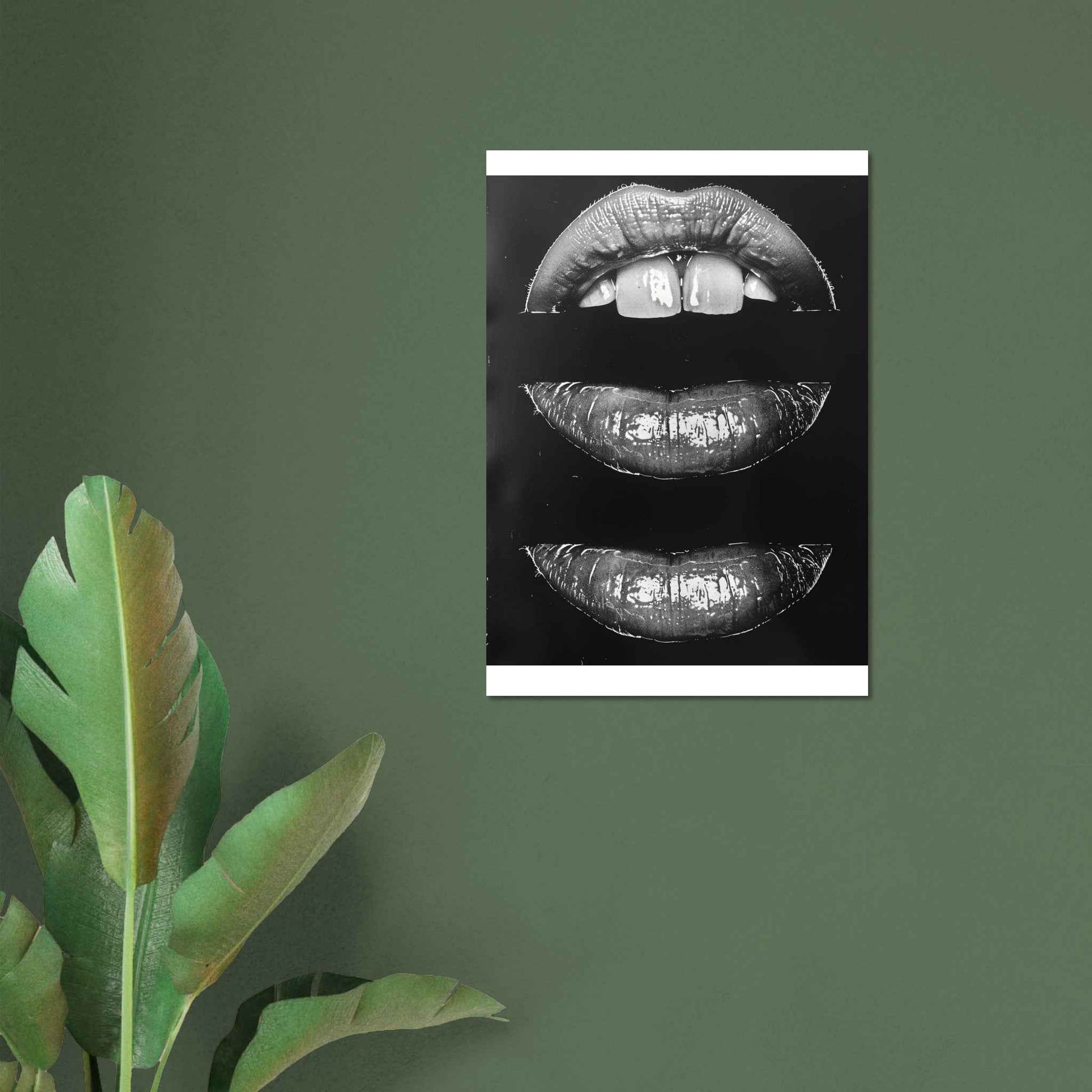 "Shiny Lips" Poster – Monochrome Glamour Wall Art (Multiple Sizes Available)
