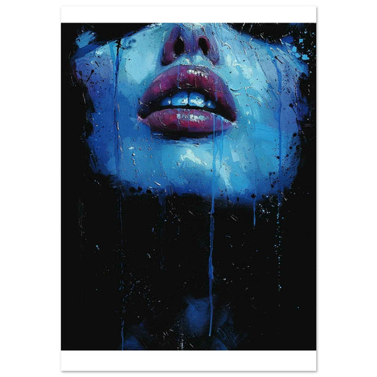 "Blue Ecstasy" Poster – Vivid Abstract Portrait Wall Art (Multiple Sizes Available)