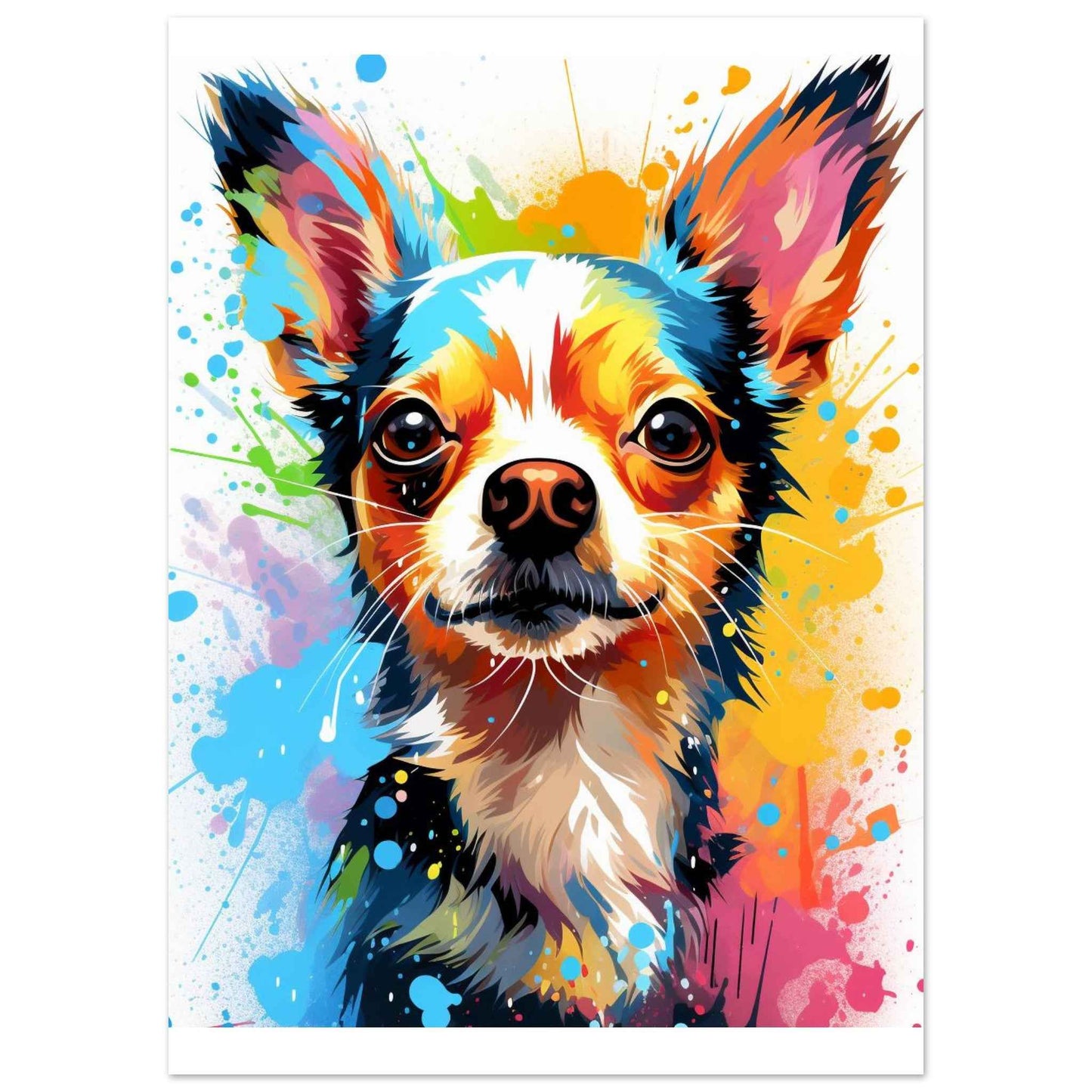 Chihuahua Splash Art Poster – Vibrant Pop Art Dog Wall Art (Multiple Sizes Available)