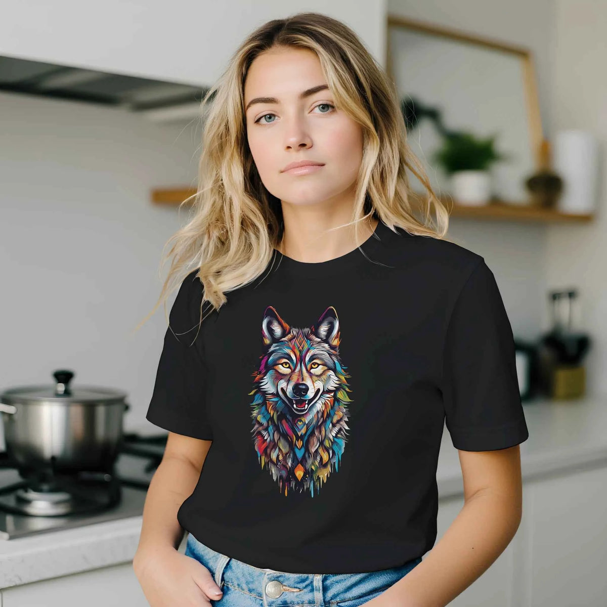 Cosmic Wolf Graphic T-Shirt