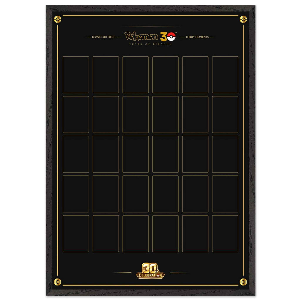 Pokémon 30th Anniversary Pikachu 30-Card Display Poster-Framed - Premium Wooden Framed Poster