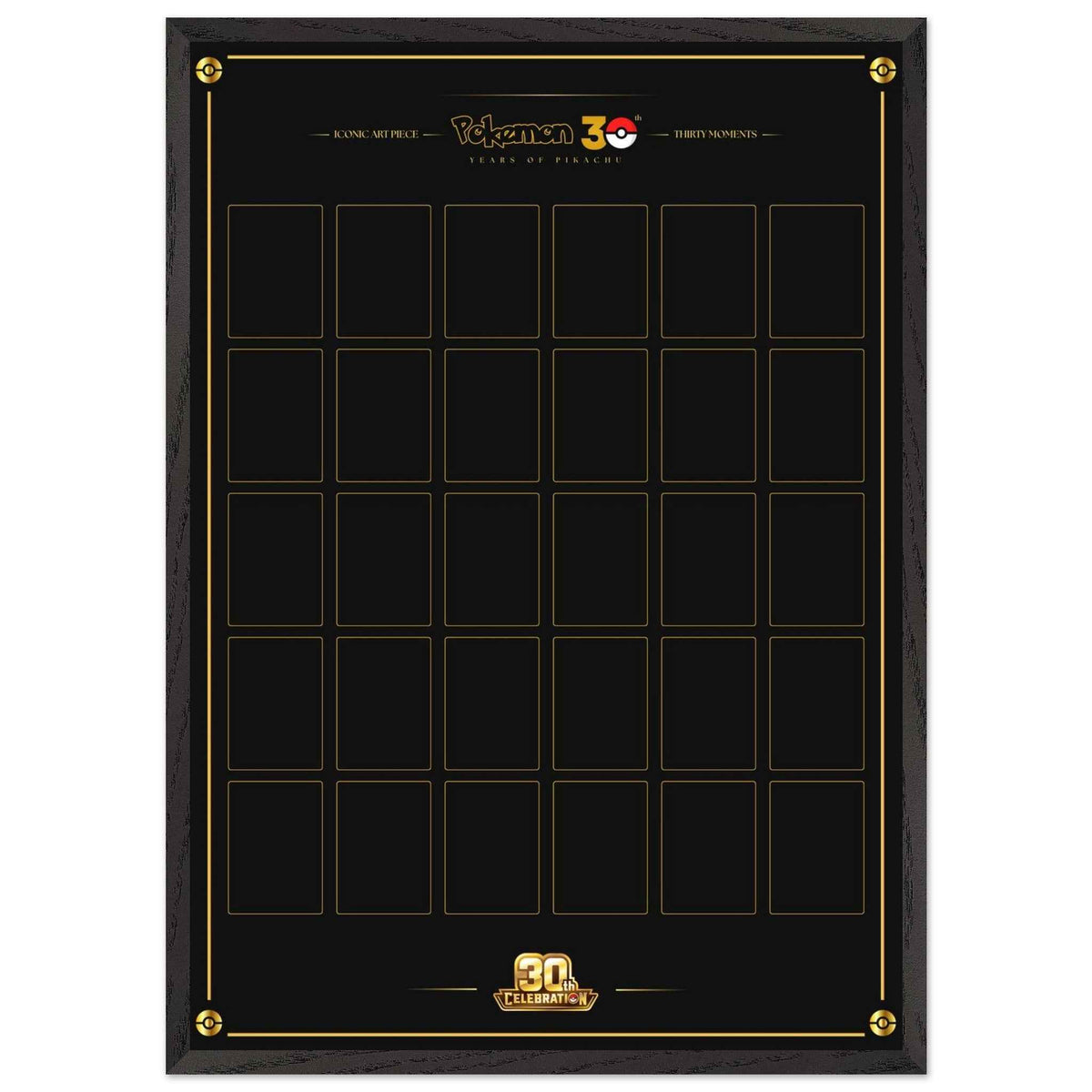 Pokémon 30th Anniversary Pikachu 30-Card Display Poster-Framed - Premium Wooden Framed Poster