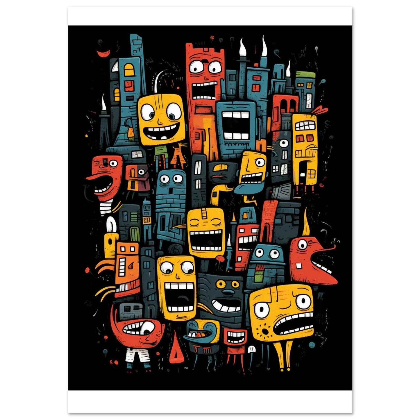 "City of Smiles" Poster – Playful Doodle Art Wall Decor (Multiple Sizes Available)