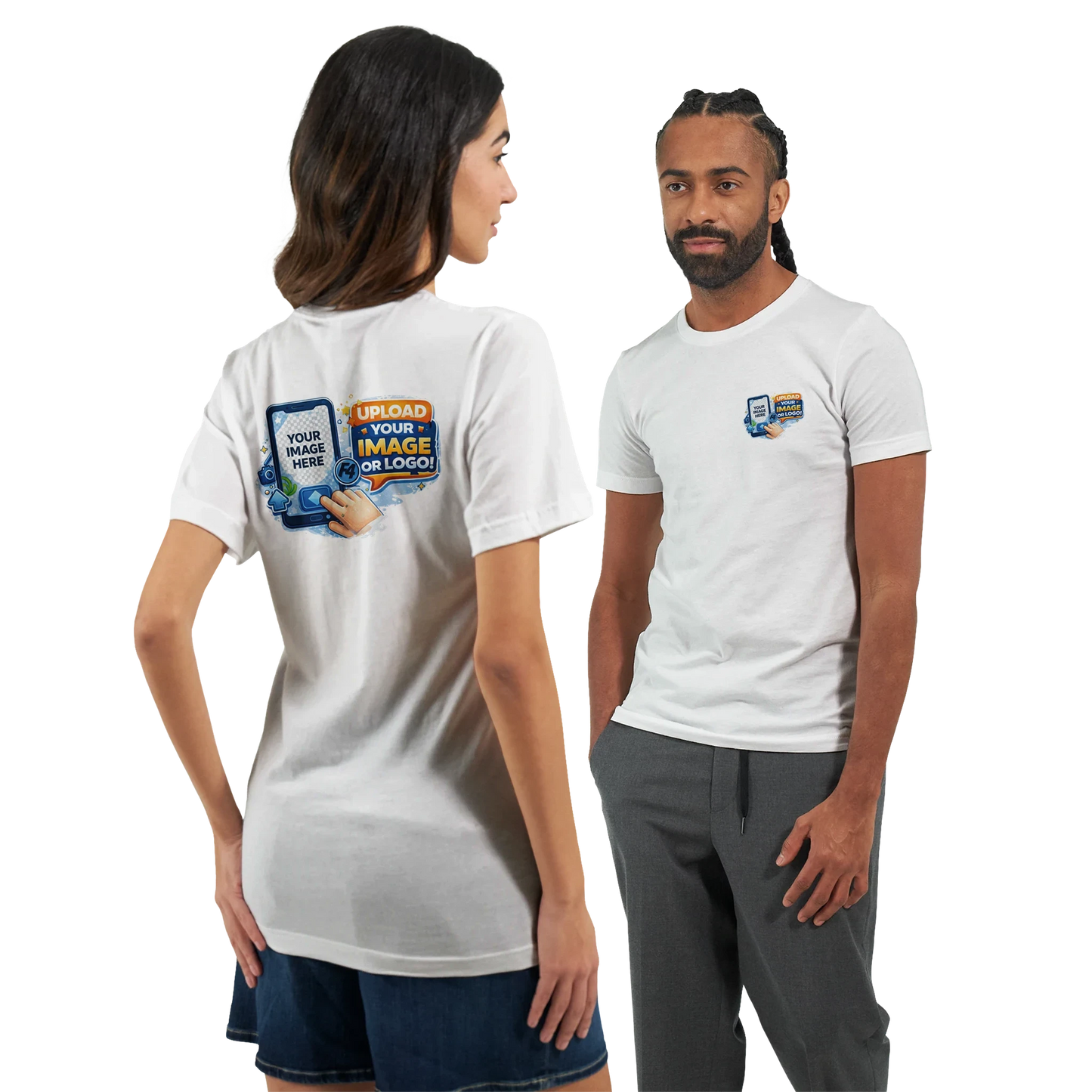 Custom Logo White T-Shirt – Front & Back Print