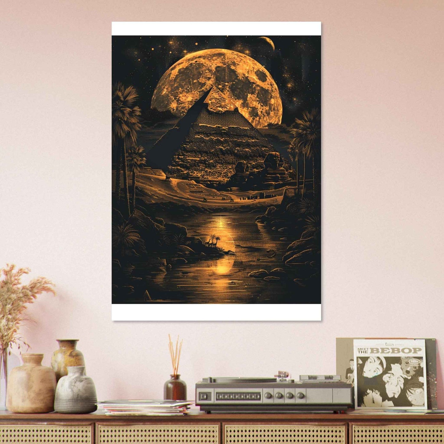 "Desert Moon Pyramid" Poster – Mystical Egyptian Wall Art (Multiple Sizes Available)