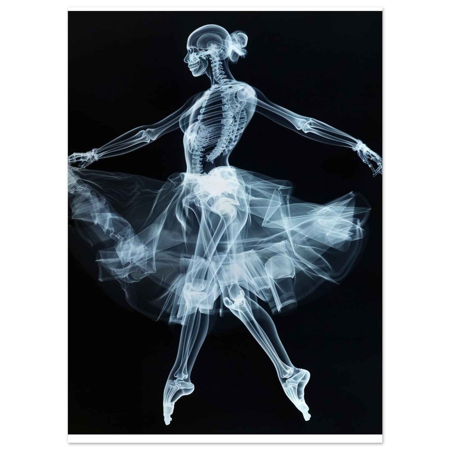 "Skeleton Ballerina" Poster – Ethereal X-Ray Dance Art (Multiple Sizes Available)