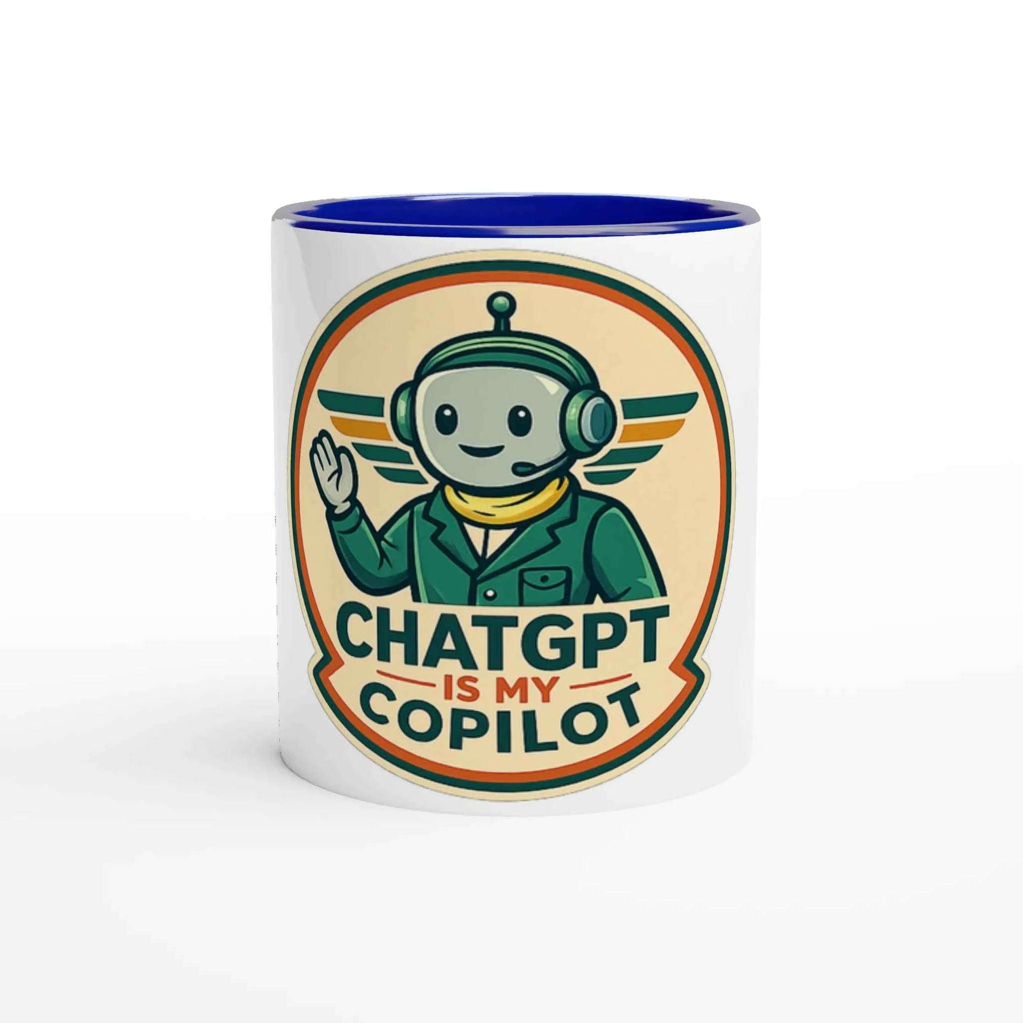 AI Co-Pilot Retro Tech 11oz Coffee Mug with Color Inside
