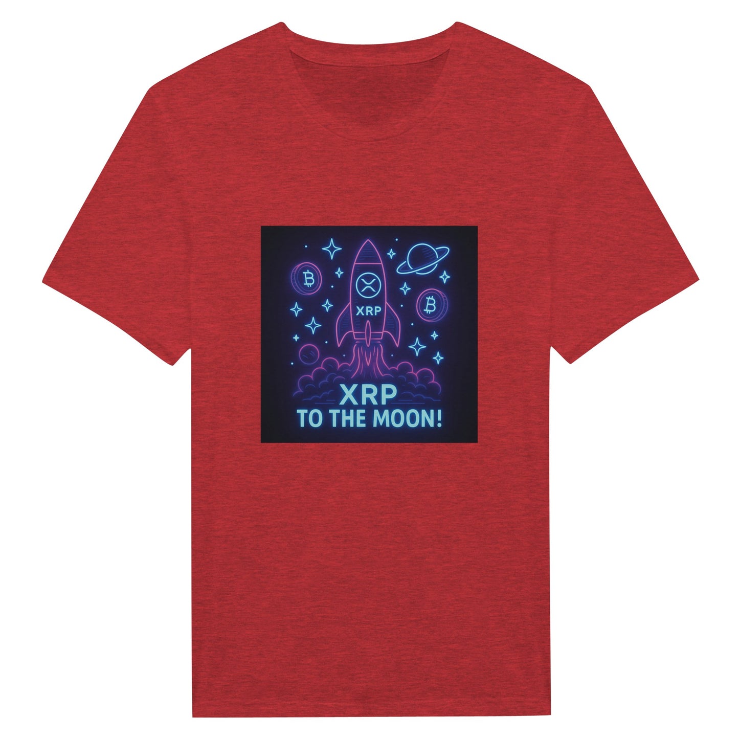 XRP To The Moon T-Shirt – Neon Crypto Rocket Graphic Tee - F4 Custom Prints