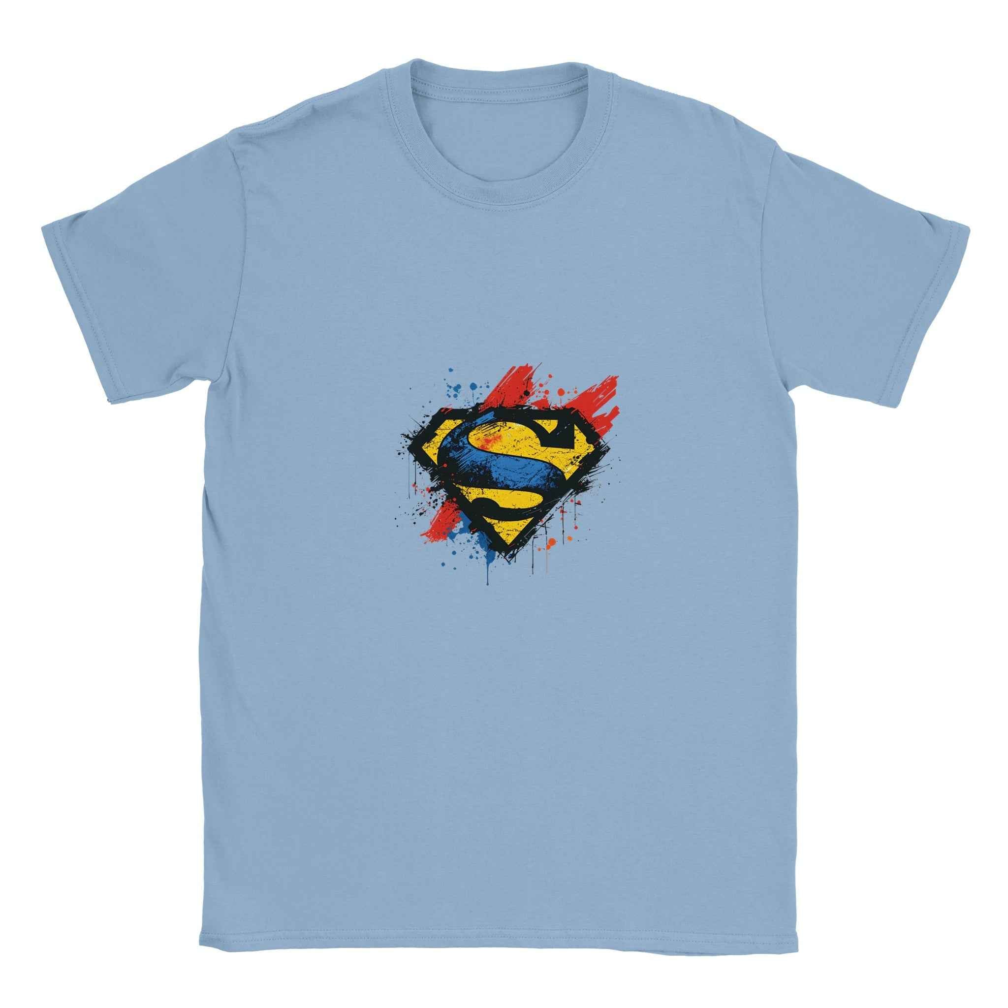 Abstract Splatter Superman Emblem T-Shirt – Heroic Comic-Inspired Graphic Tee in Vibrant Colors