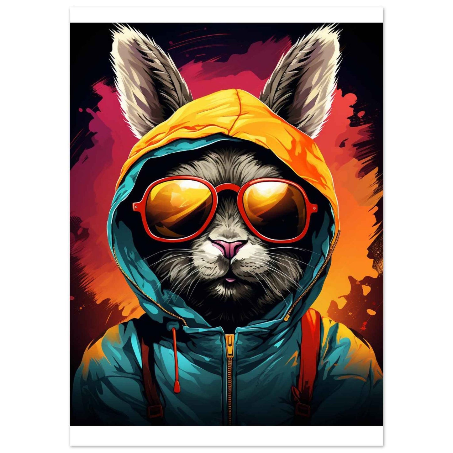 "Street Style Bunny" Poster – Vibrant Pop Art Wall Decor (Multiple Sizes Available)