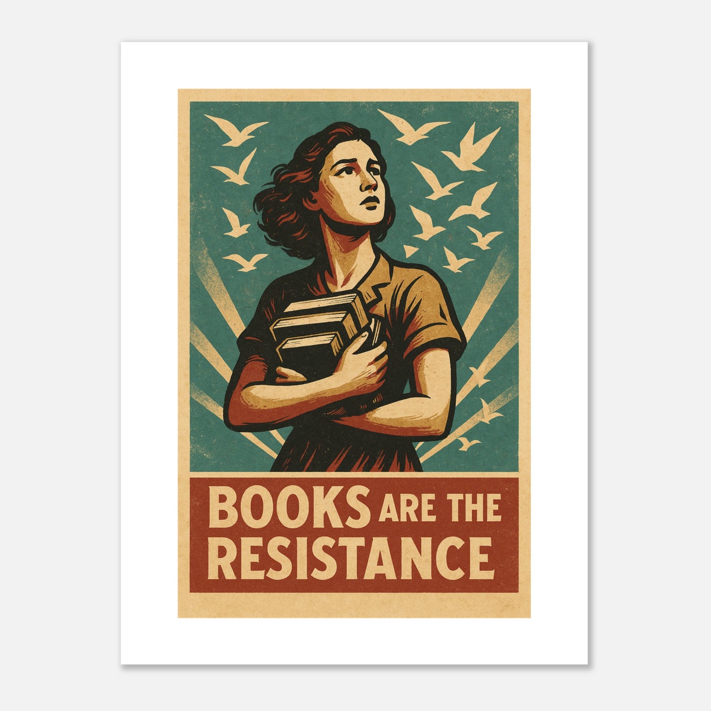 Books Are The Resistance Poster – Vintage Activist Wall Art - F4 Custom Prints