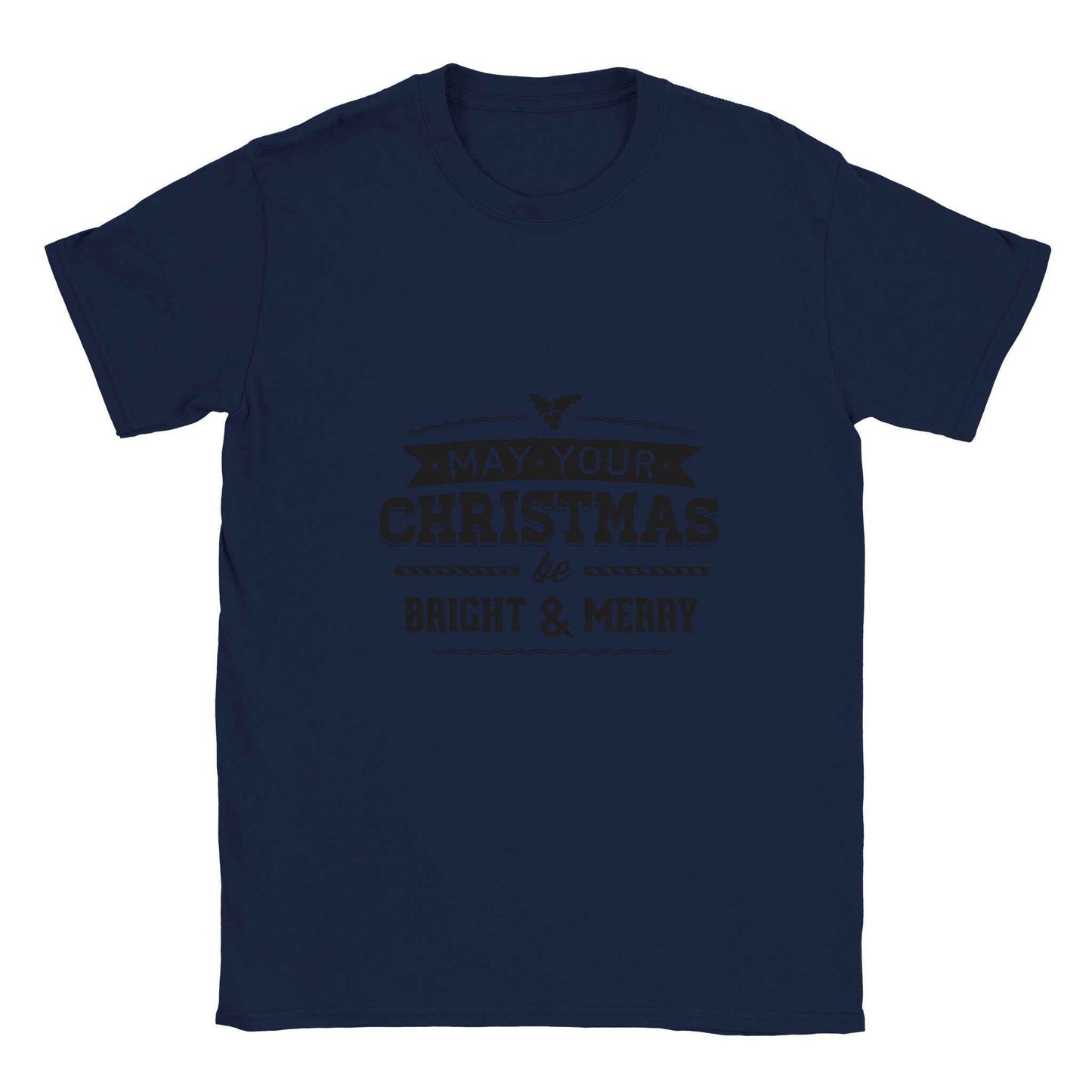 Merry & Bright Christmas Holly Tee – Festive Holiday Graphic Tee in Your Choice of Colors