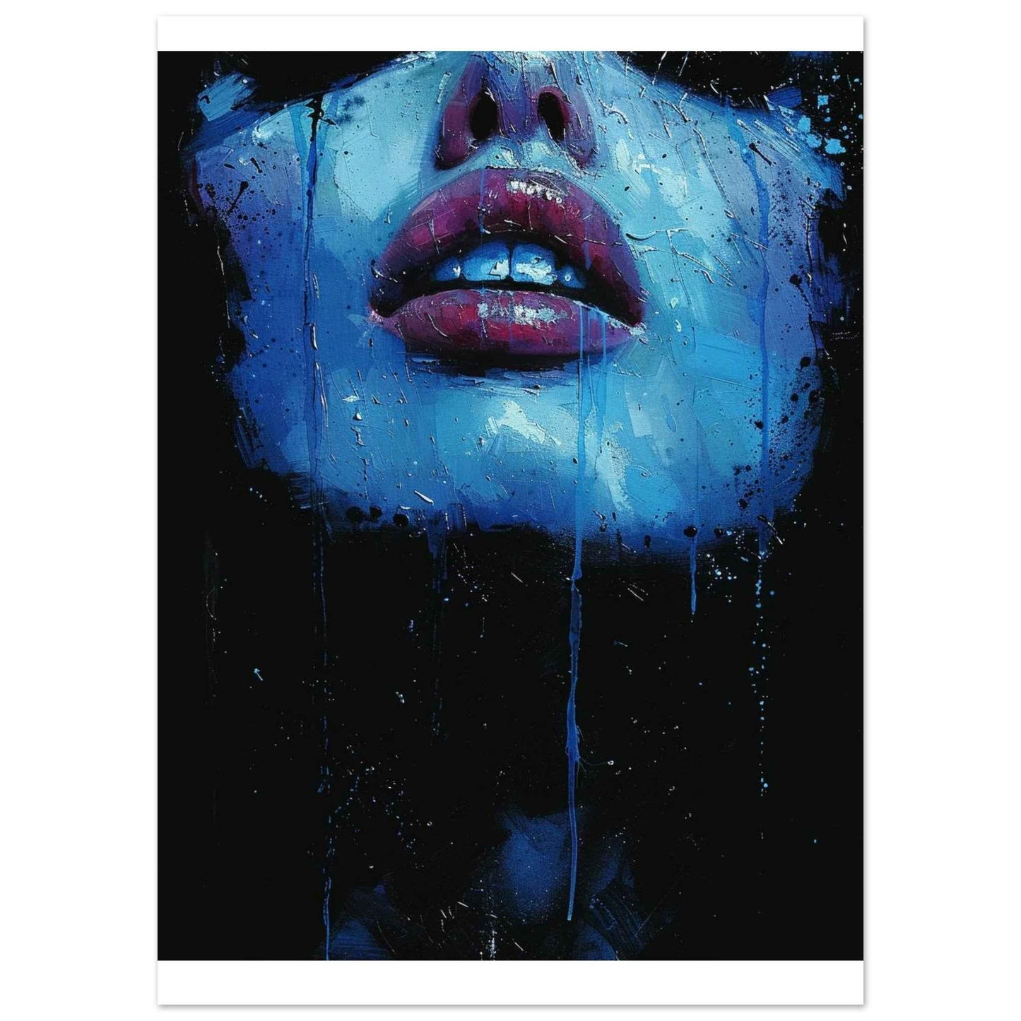 "Blue Ecstasy" Poster – Vivid Abstract Portrait Wall Art (Multiple Sizes Available)