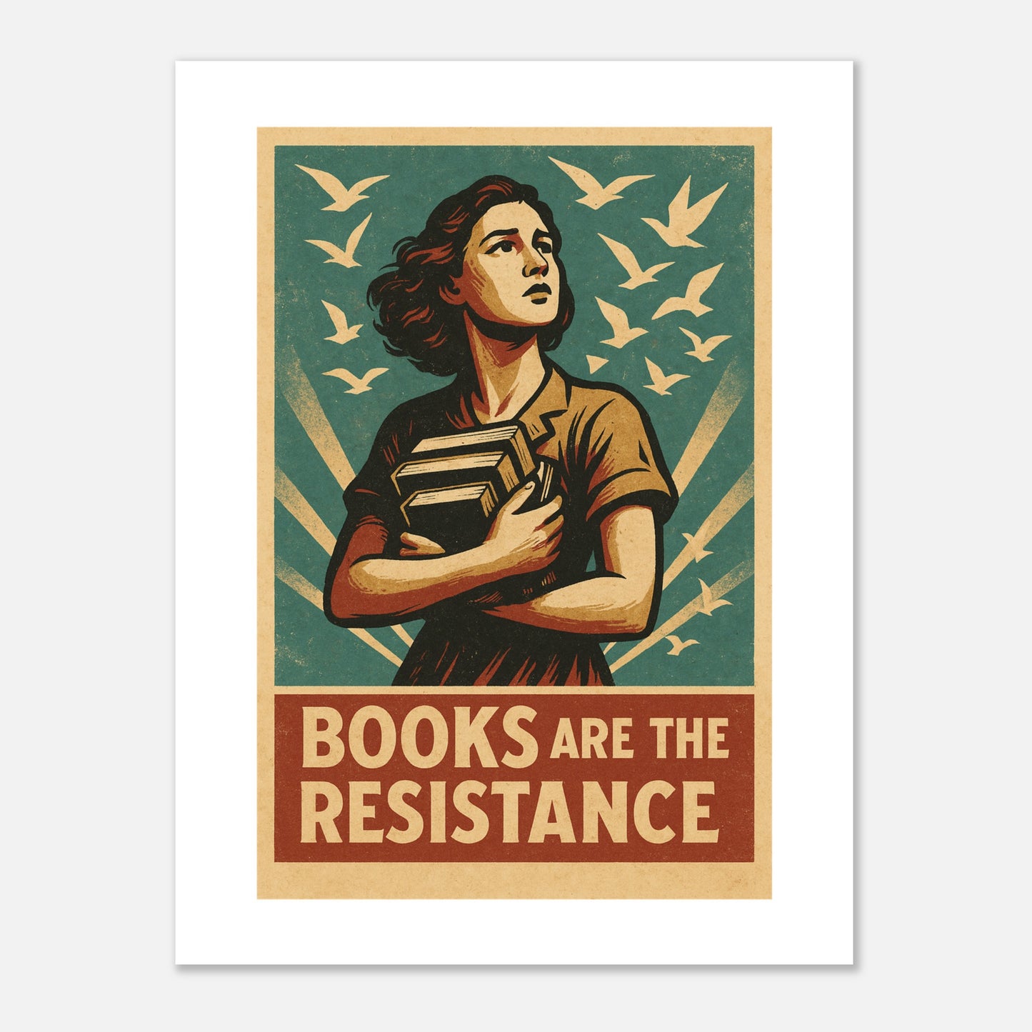 Books Are The Resistance Poster – Vintage Activist Wall Art - F4 Custom Prints