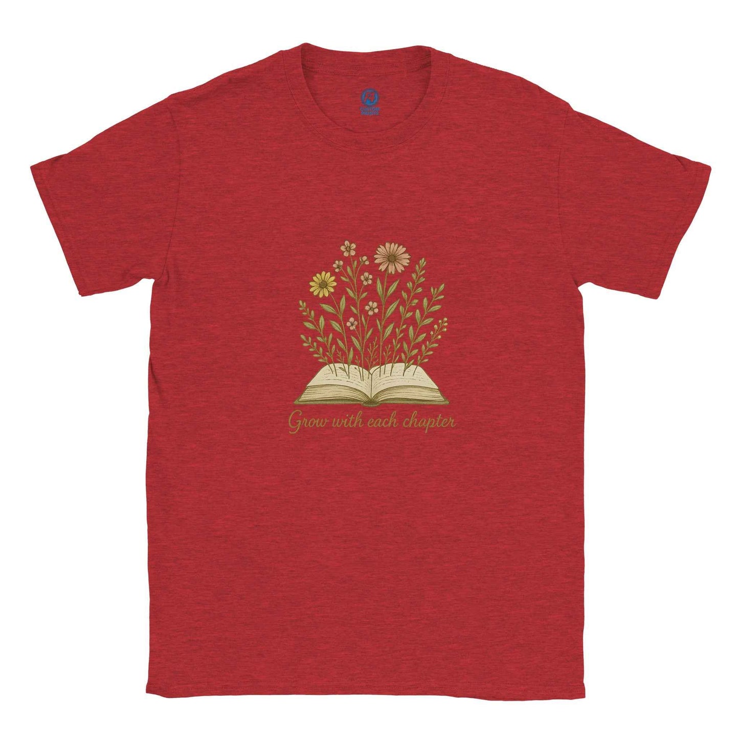"Grow with Each Chapter" Bookish T-Shirt – Botanical Reader Design