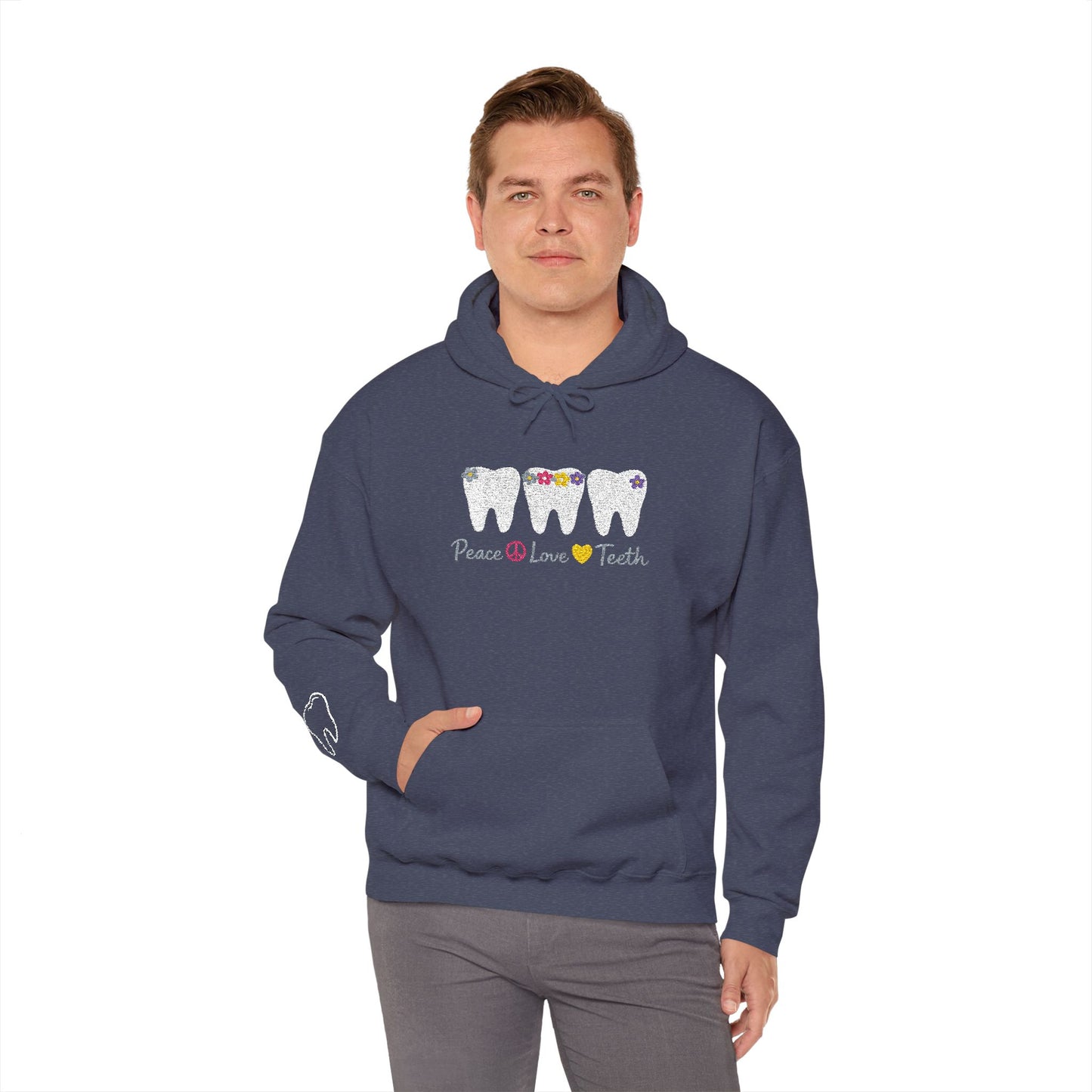 Peace Love & Teeth Hoodie – Embroidered Dental Hoodie