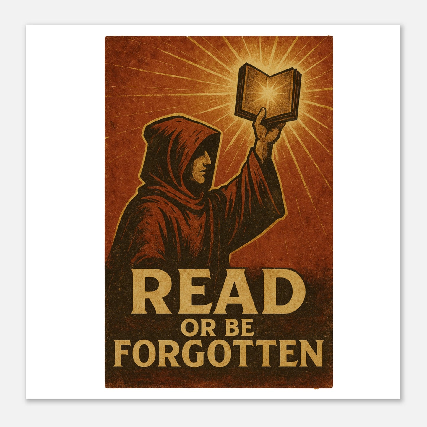 Retro Reader Art Poster – “Read or Be Forgotten” Literary Wall Print - F4 Custom Prints