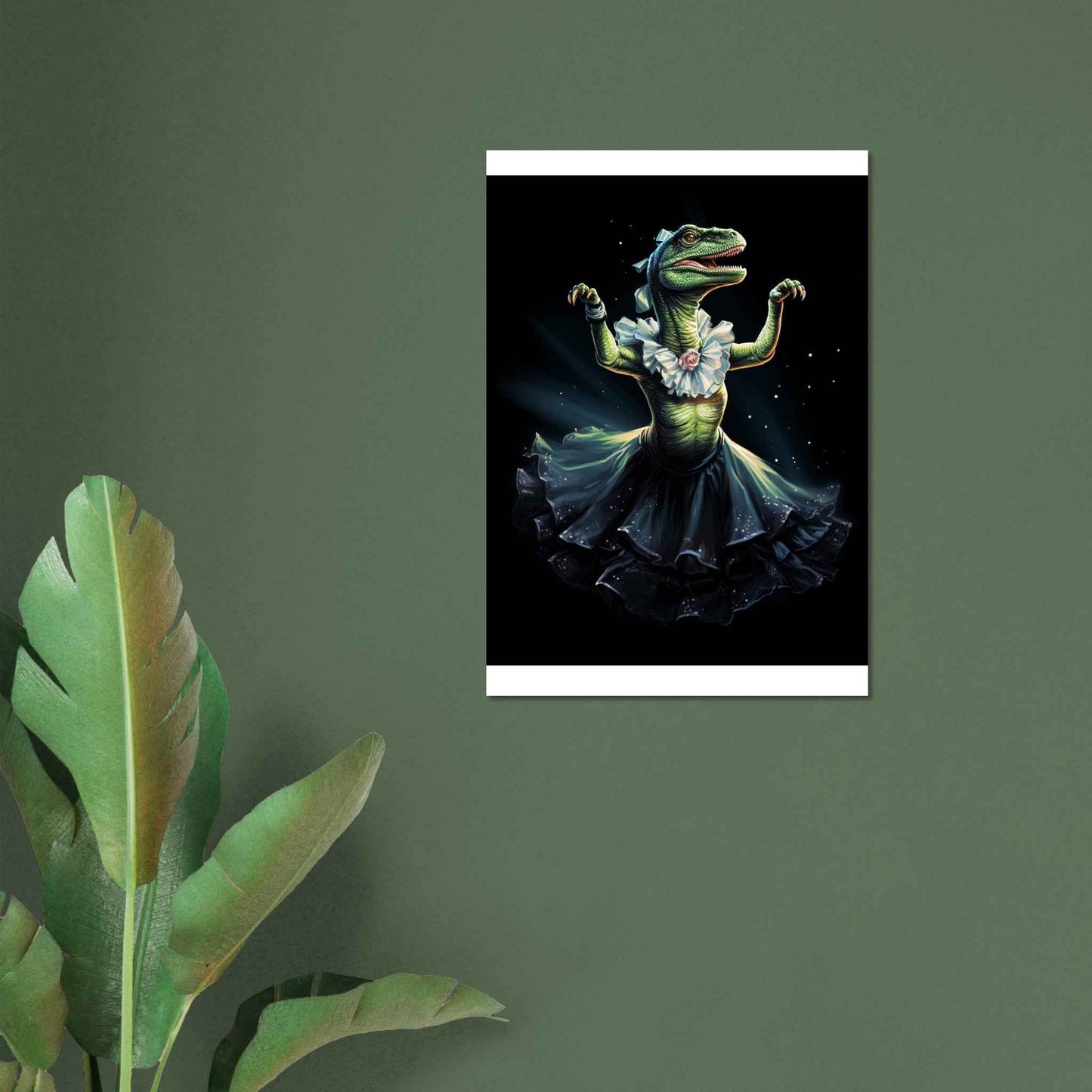"Dino Ballerina" Poster – Whimsical Prehistoric Wall Art (Multiple Sizes Available)