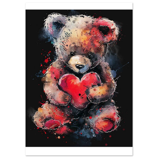 "Love Bear" Poster – Watercolor Splatter Art for Modern Spaces (Multiple Sizes Available)