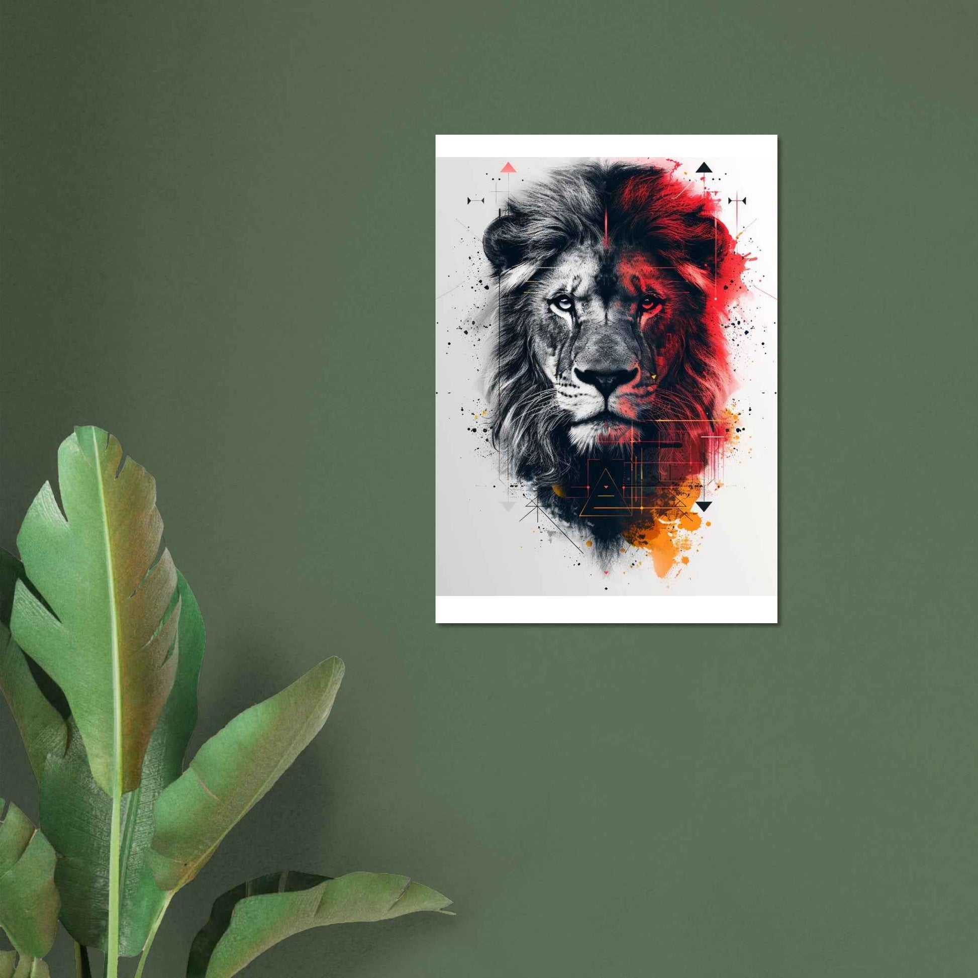"Abstract Lion" Poster – Dynamic Split-Tone Wall Art (Multiple Sizes Available)