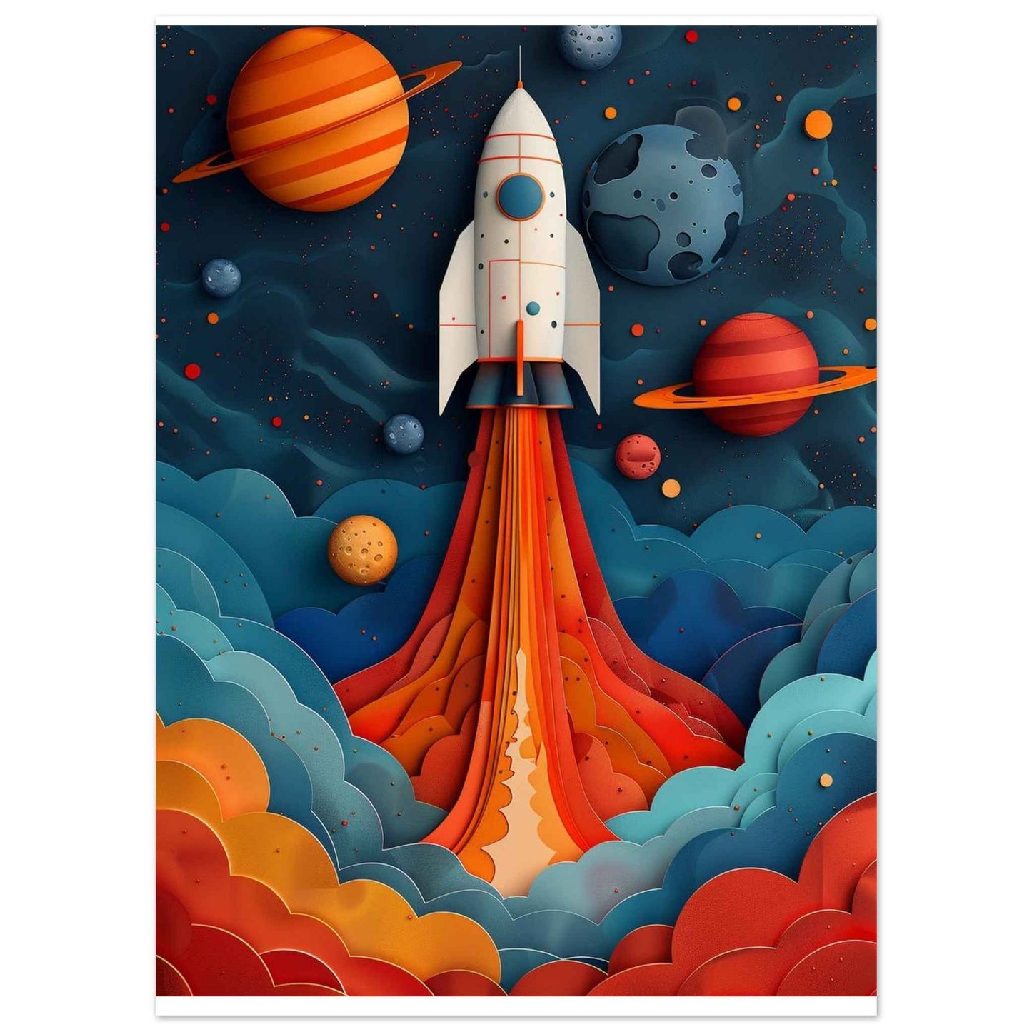 "Blast Off!" Poster – Whimsical Space Adventure Wall Art (Multiple Sizes Available)