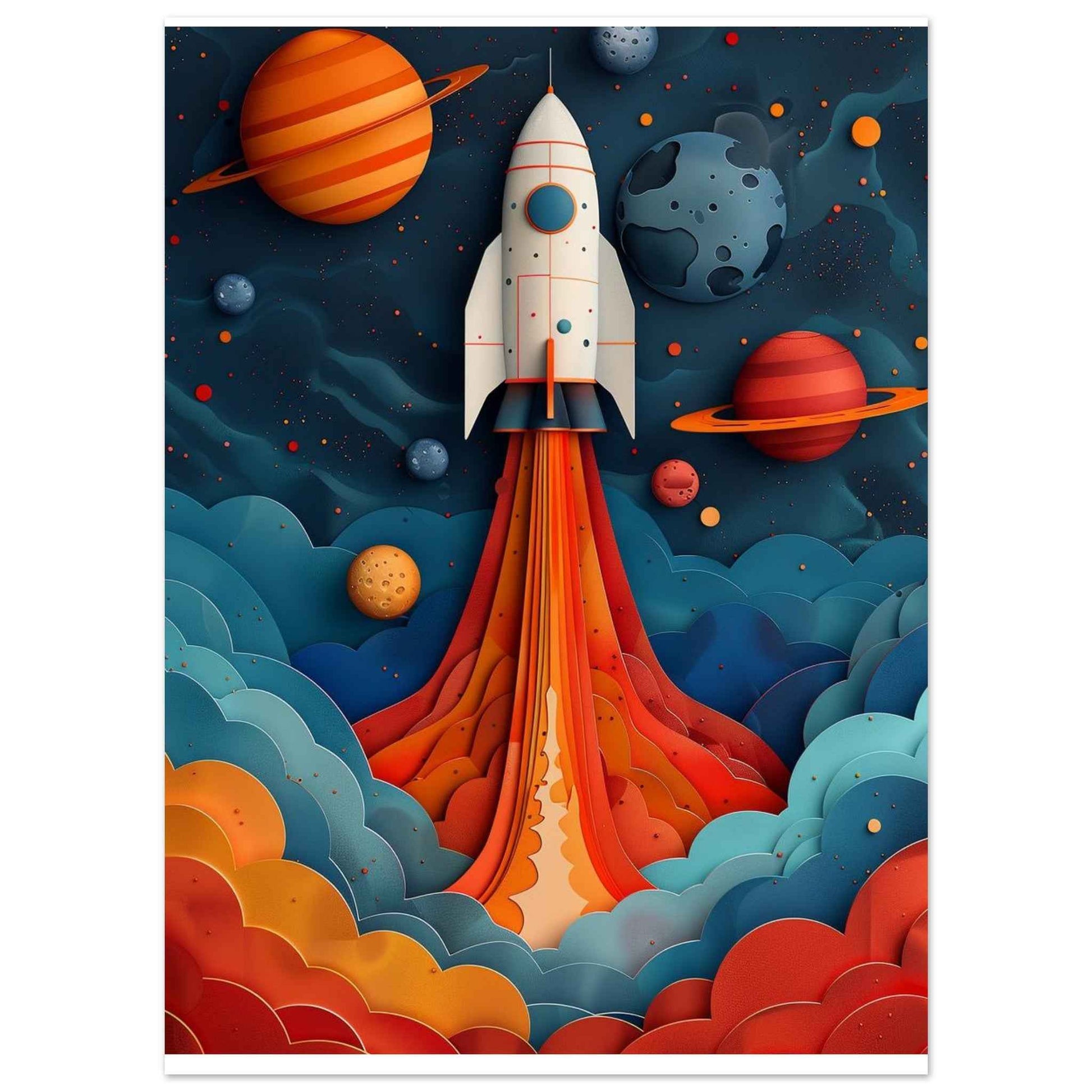 "Blast Off!" Poster – Whimsical Space Adventure Wall Art (Multiple Sizes Available)
