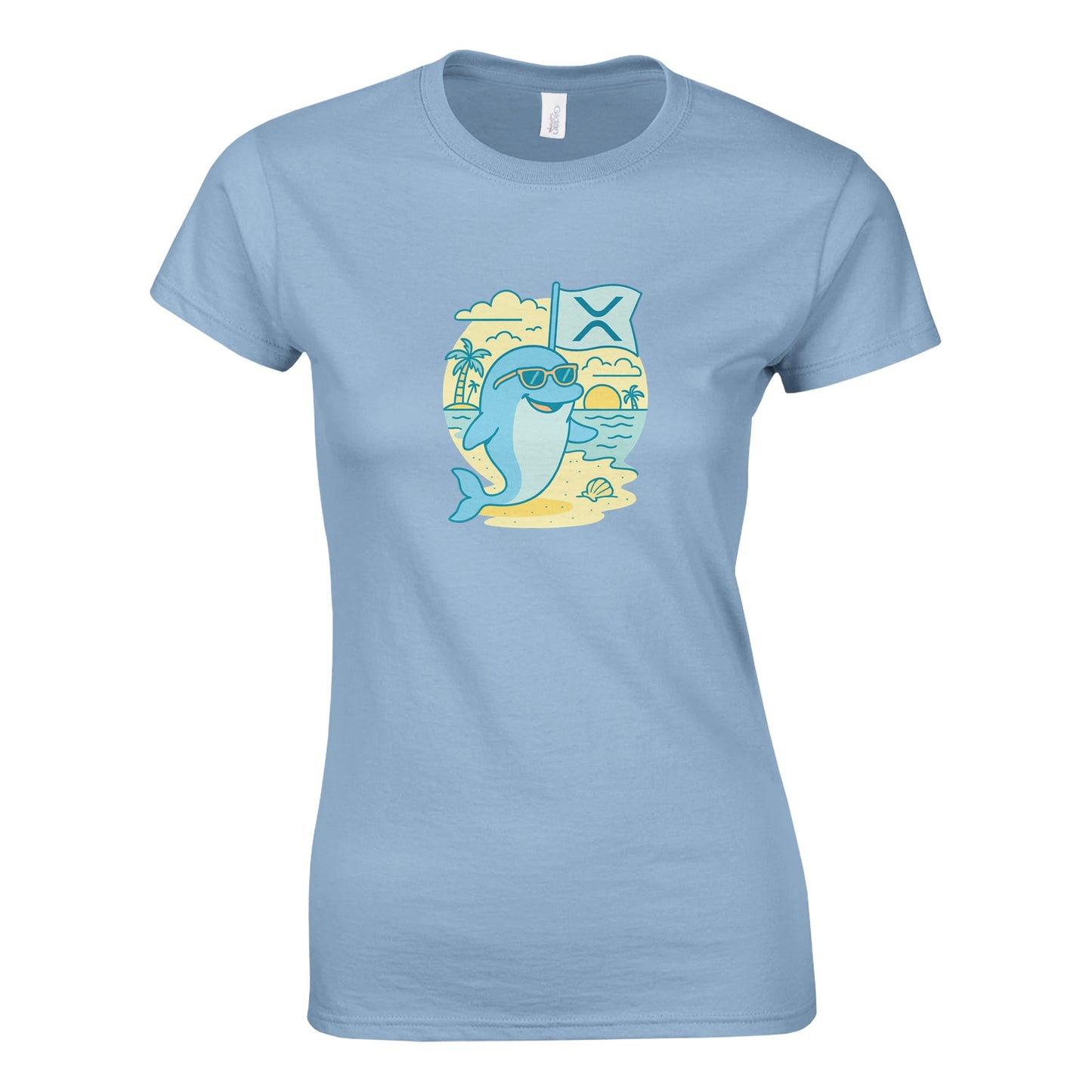 XRP Enthusiast Women's Tee – Tropical Crypto Beach Vibe - F4 Custom Prints