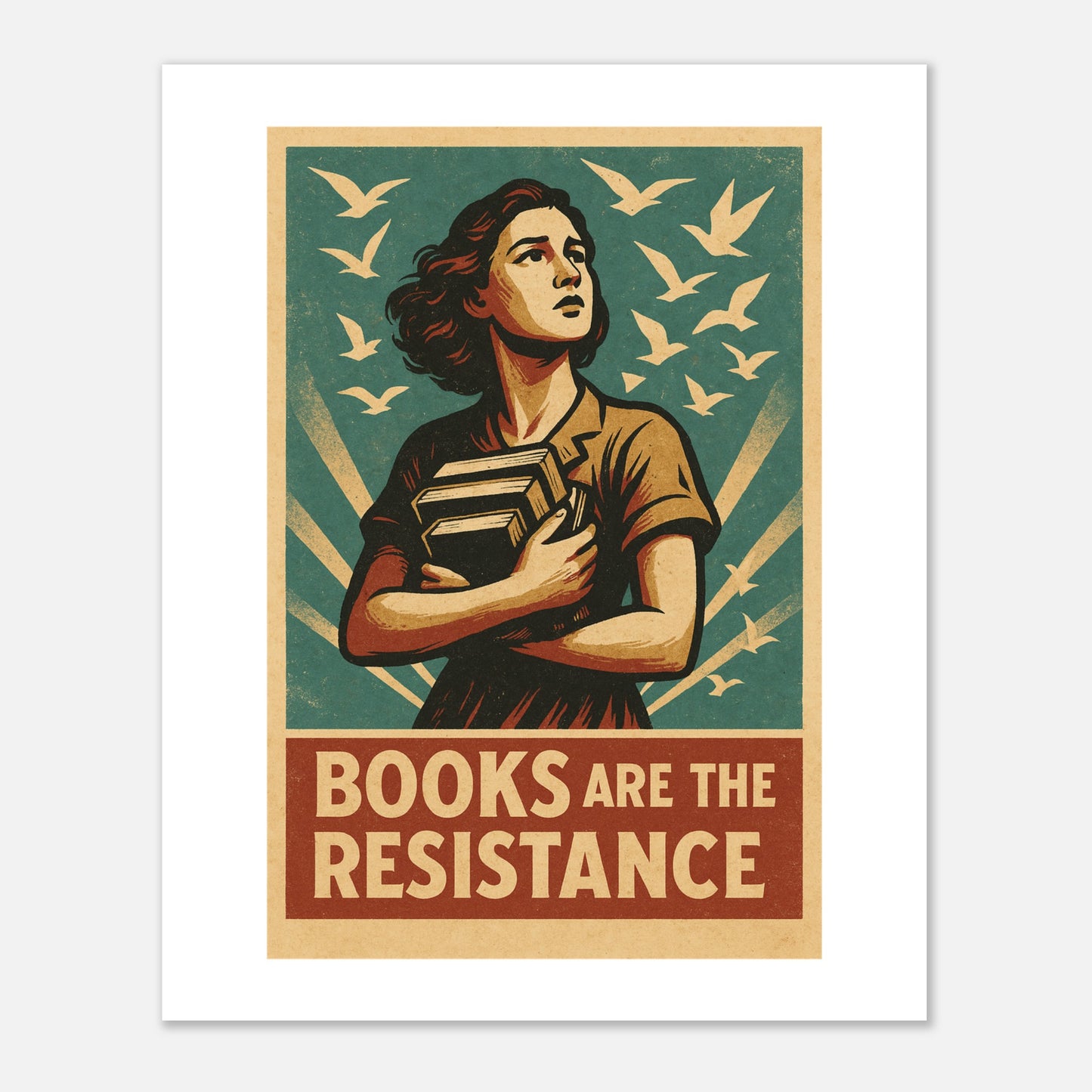 Books Are The Resistance Poster – Vintage Activist Wall Art - F4 Custom Prints