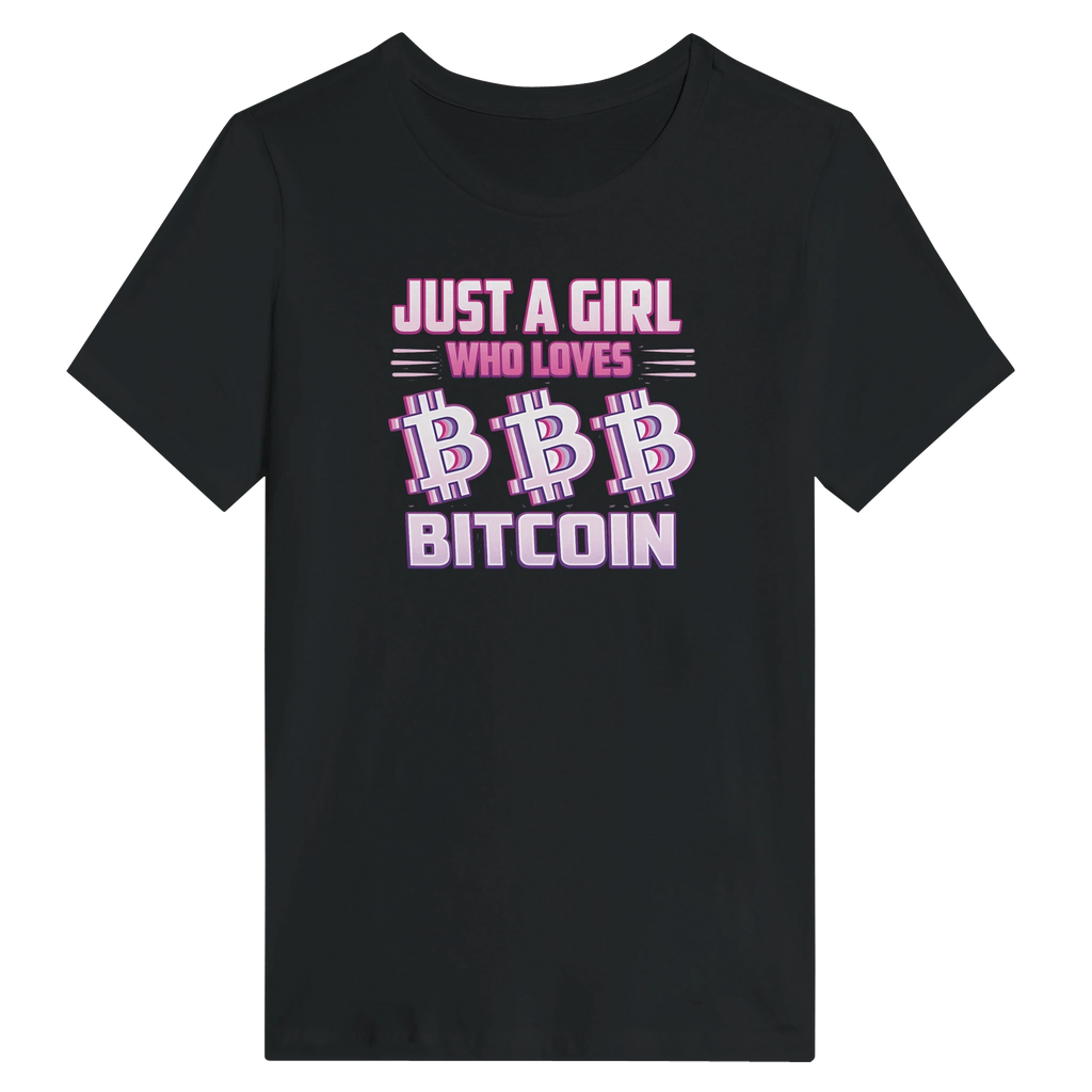 Bitcoin Women’s Shirt – Just a Girl Who Loves Bitcoin Retro Design