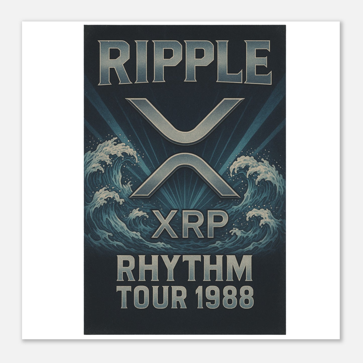 XRP Crypto Art Poster – “Rhythm Tour 1988” Retro Concert Aesthetic - F4 Custom Prints