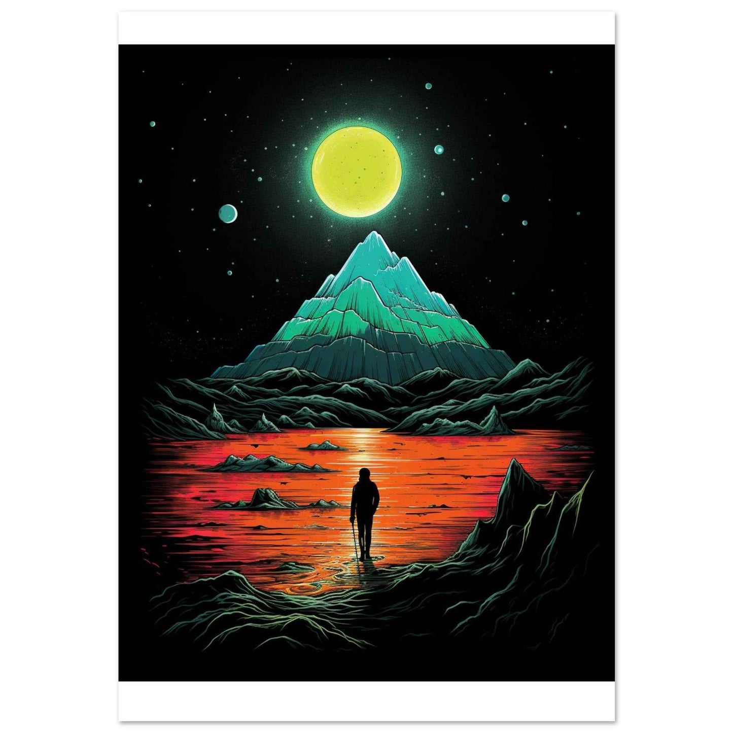 Solitude's Glow Poster – Psychedelic Sci-Fi Wall Art (Multiple Sizes Available)