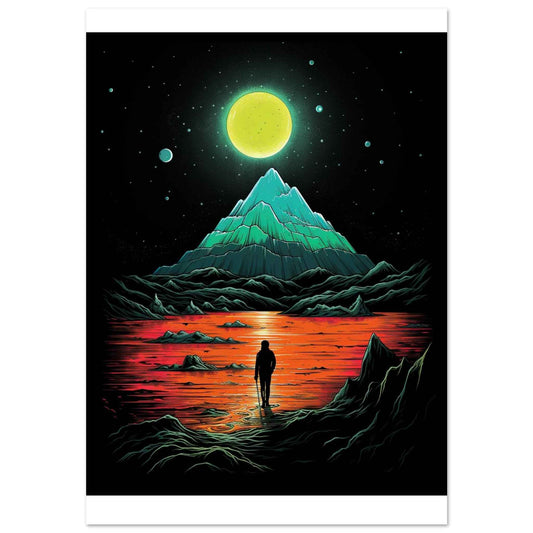 Solitude's Glow Poster – Psychedelic Sci-Fi Wall Art (Multiple Sizes Available)