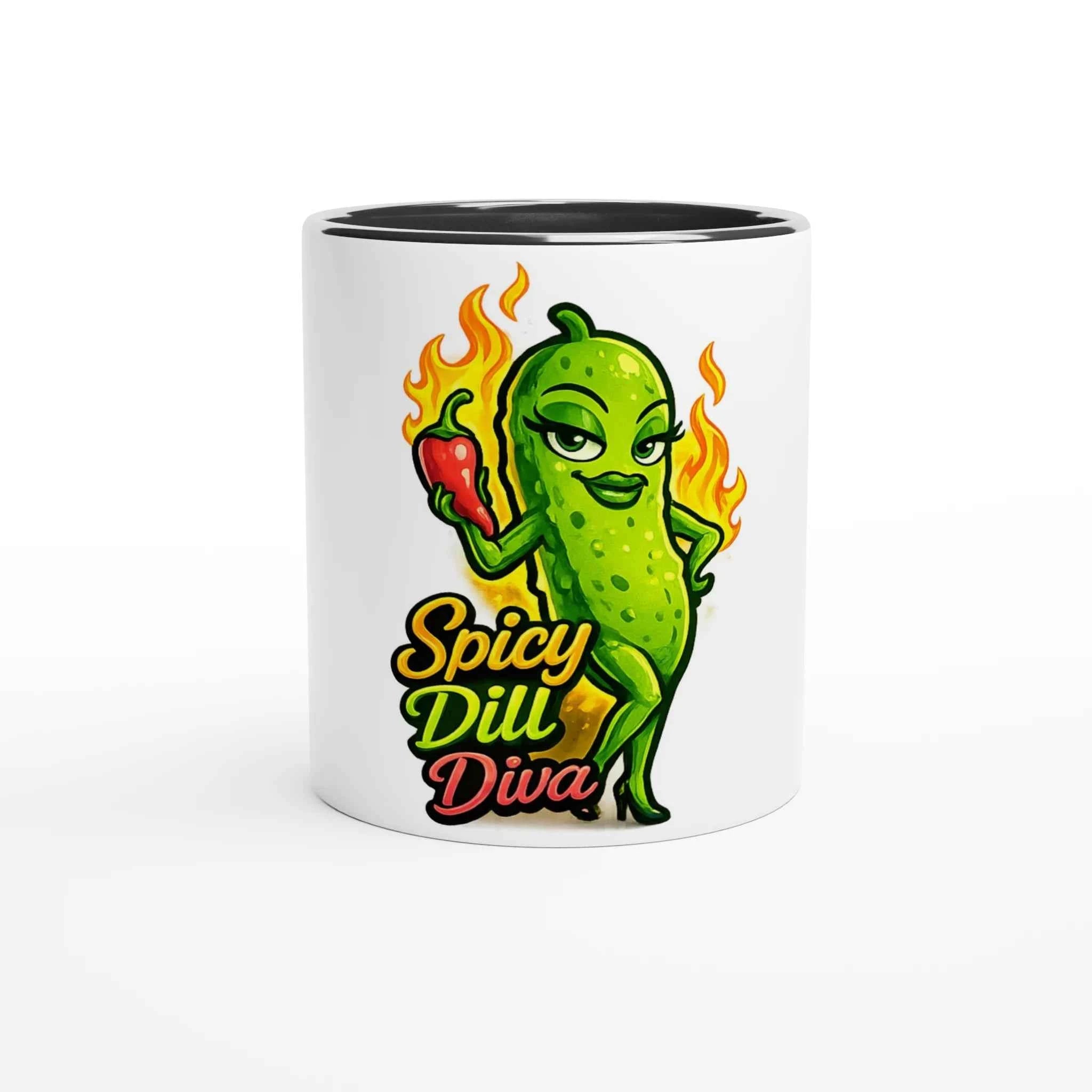 Spicy Dill Diva Pickle 11oz Coffee Mug with Color Inside
