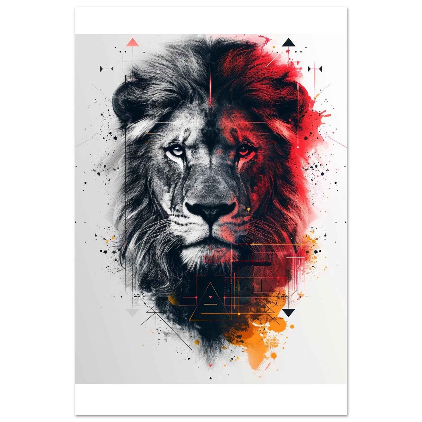 "Abstract Lion" Poster – Dynamic Split-Tone Wall Art (Multiple Sizes Available)