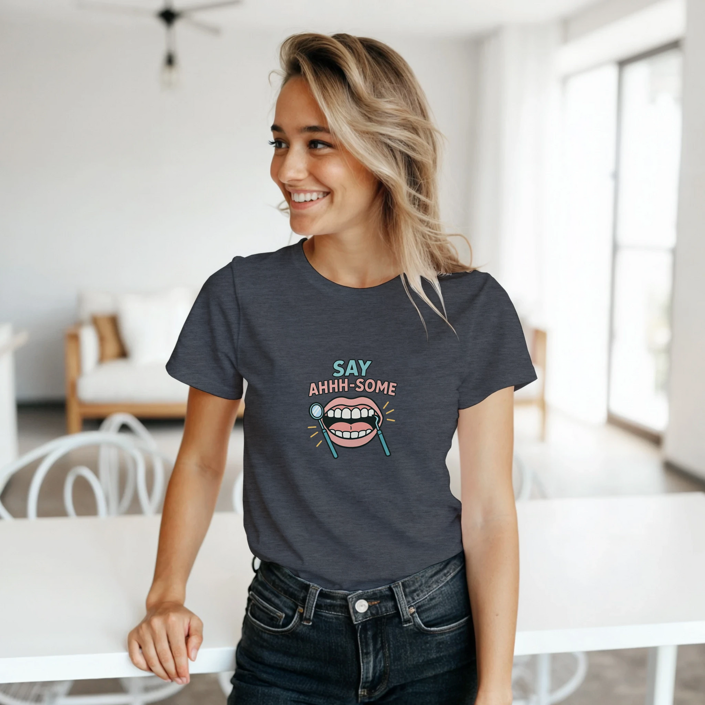 Say Ahhh-Some Women’s T-Shirt – Funny Dental Hygienist Shirt - F4 Custom Prints