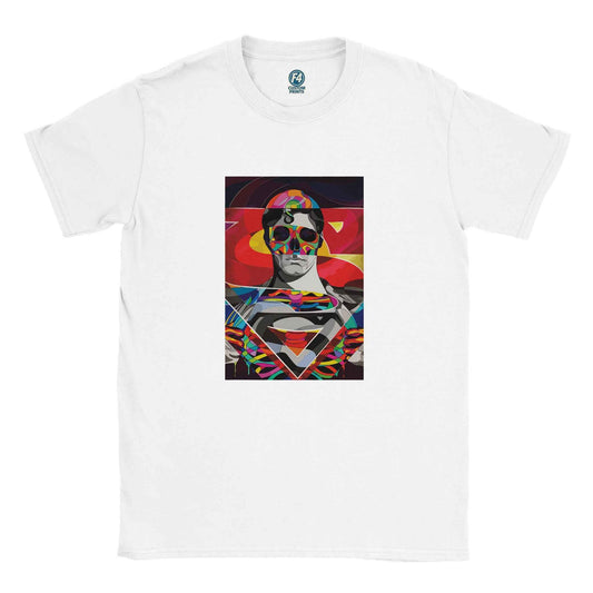 Abstract Superman T-Shirt – Heroic Pop Art Comic-Inspired Graphic Tee in Vibrant Hues