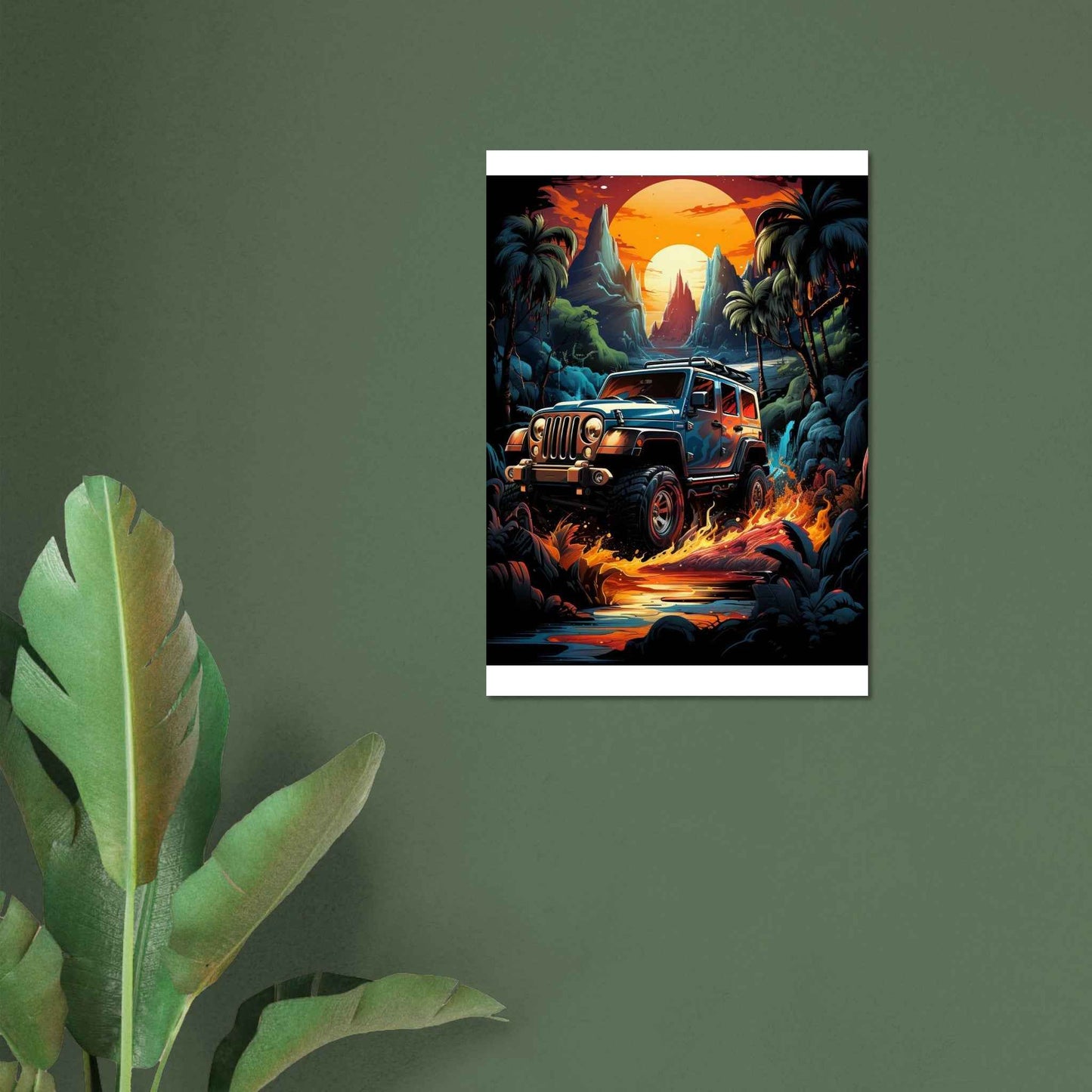 “Tropical Off-Road Sunset” Poster – Vibrant Adventure Wall Art (Multiple Sizes Available)