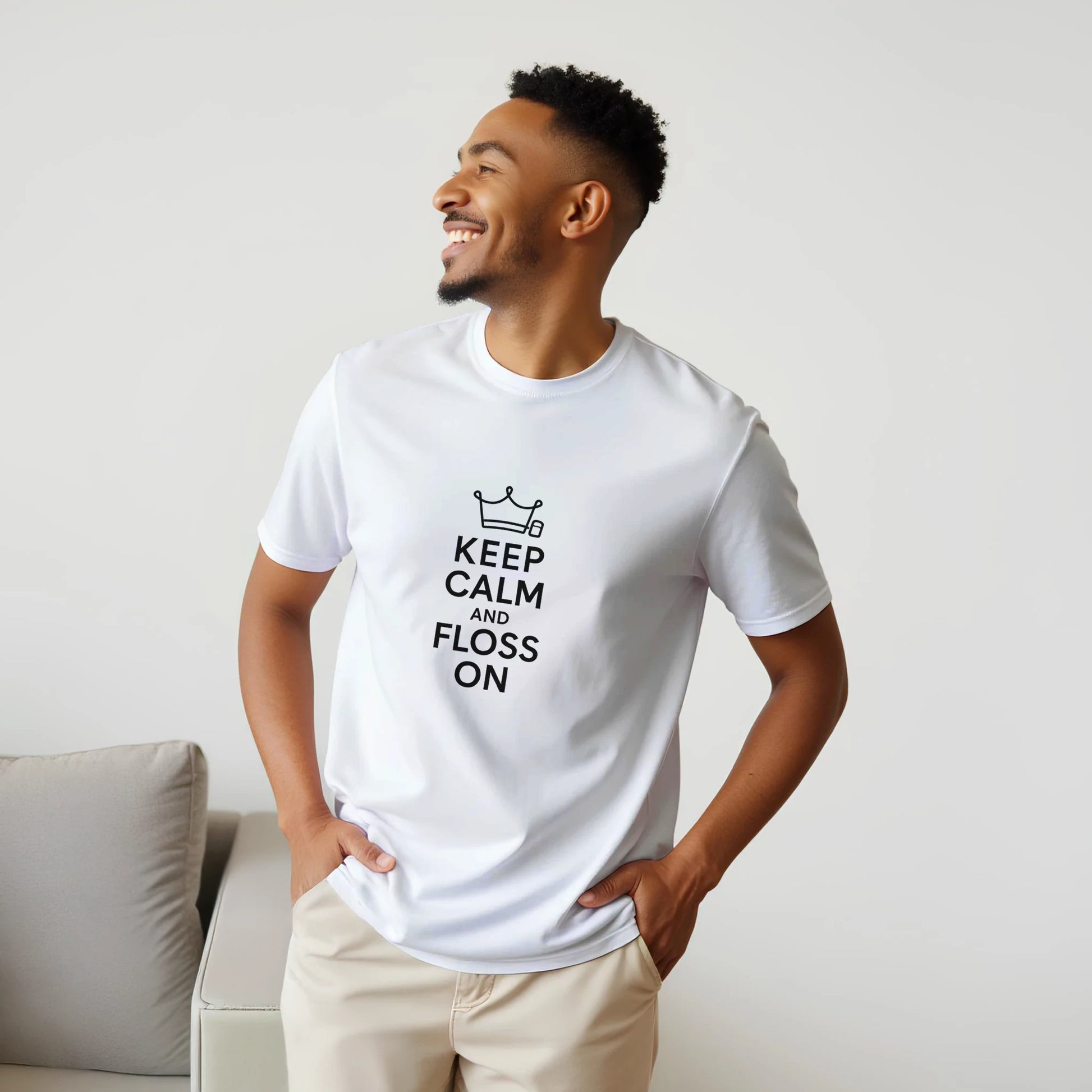Keep Calm and Floss On T-Shirt – Funny Dental Unisex Tee - F4 Custom Prints