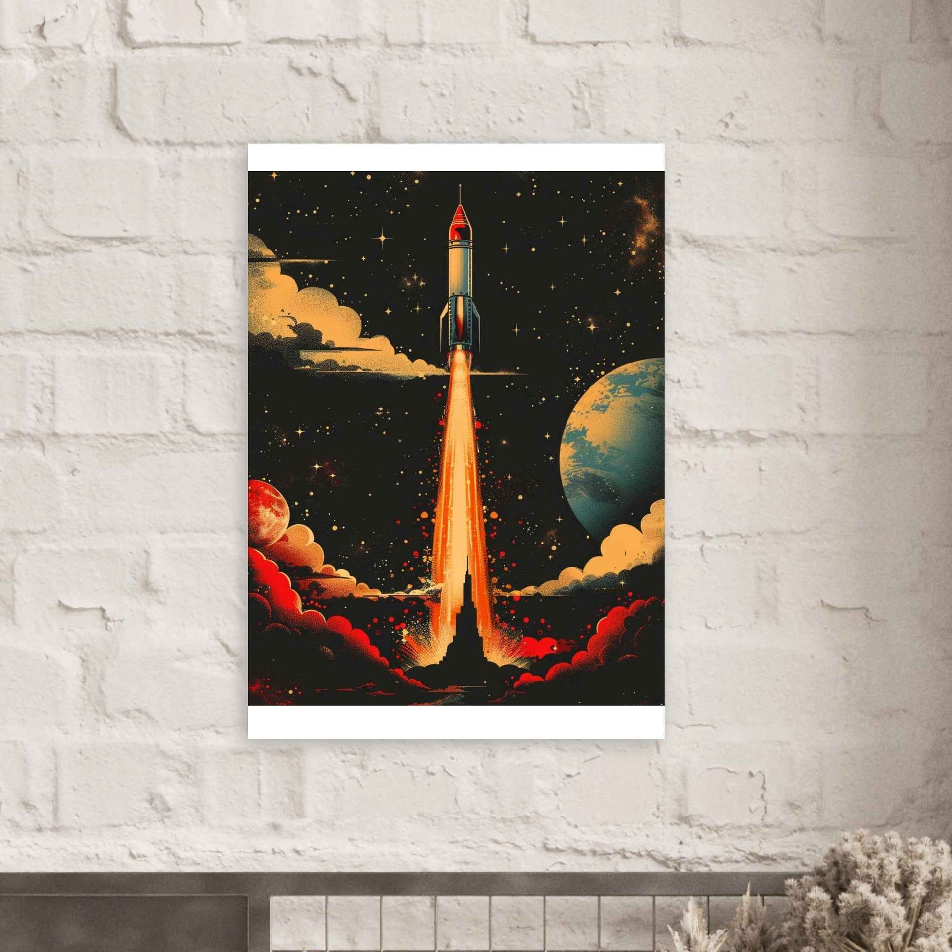 "Cosmic Launch" Poster – Retro Sci-Fi Space Art Print for Home & Office (Multiple Sizes Available)