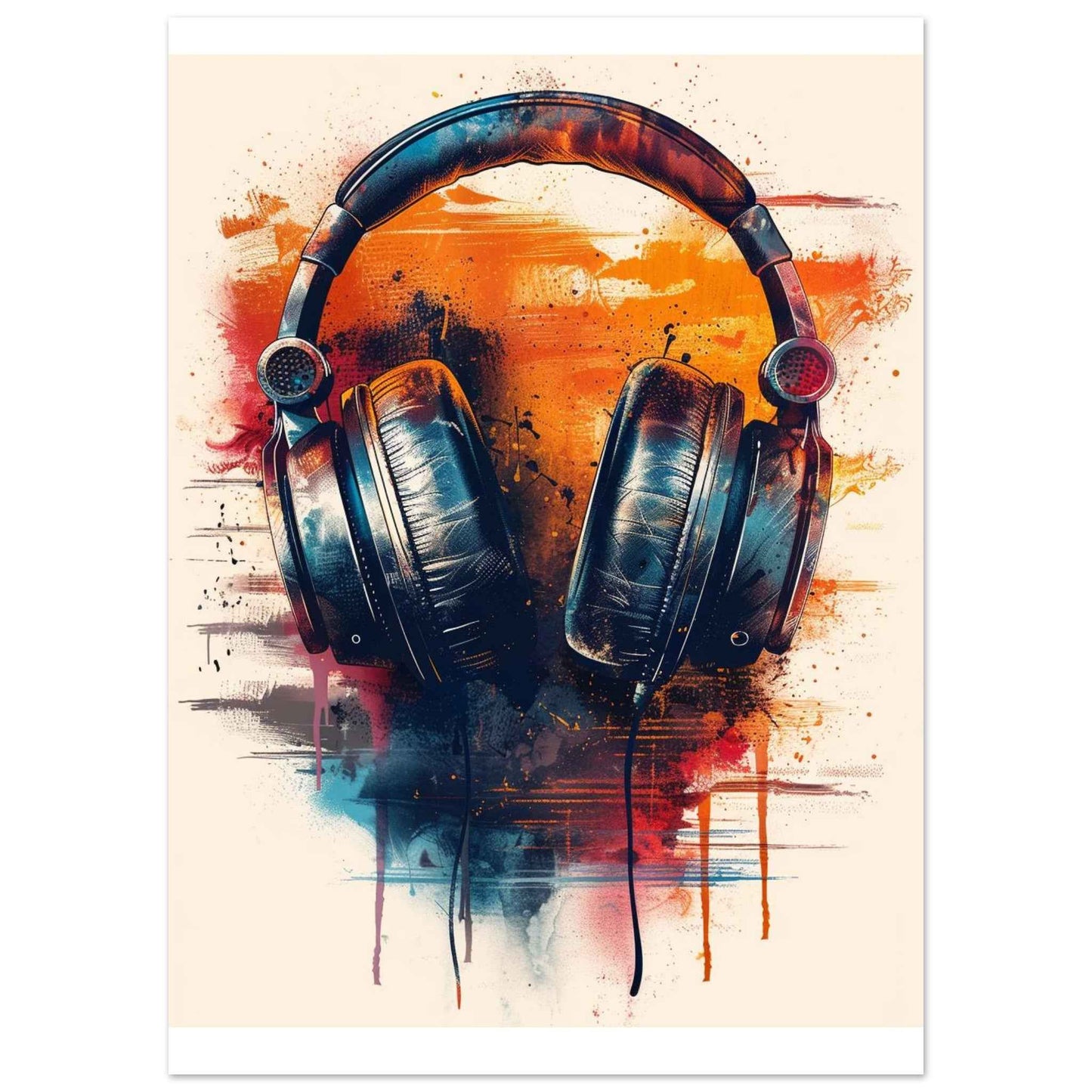 "Soundscape Headphones" Poster – Vibrant Urban Art Print (Multiple Sizes Available)