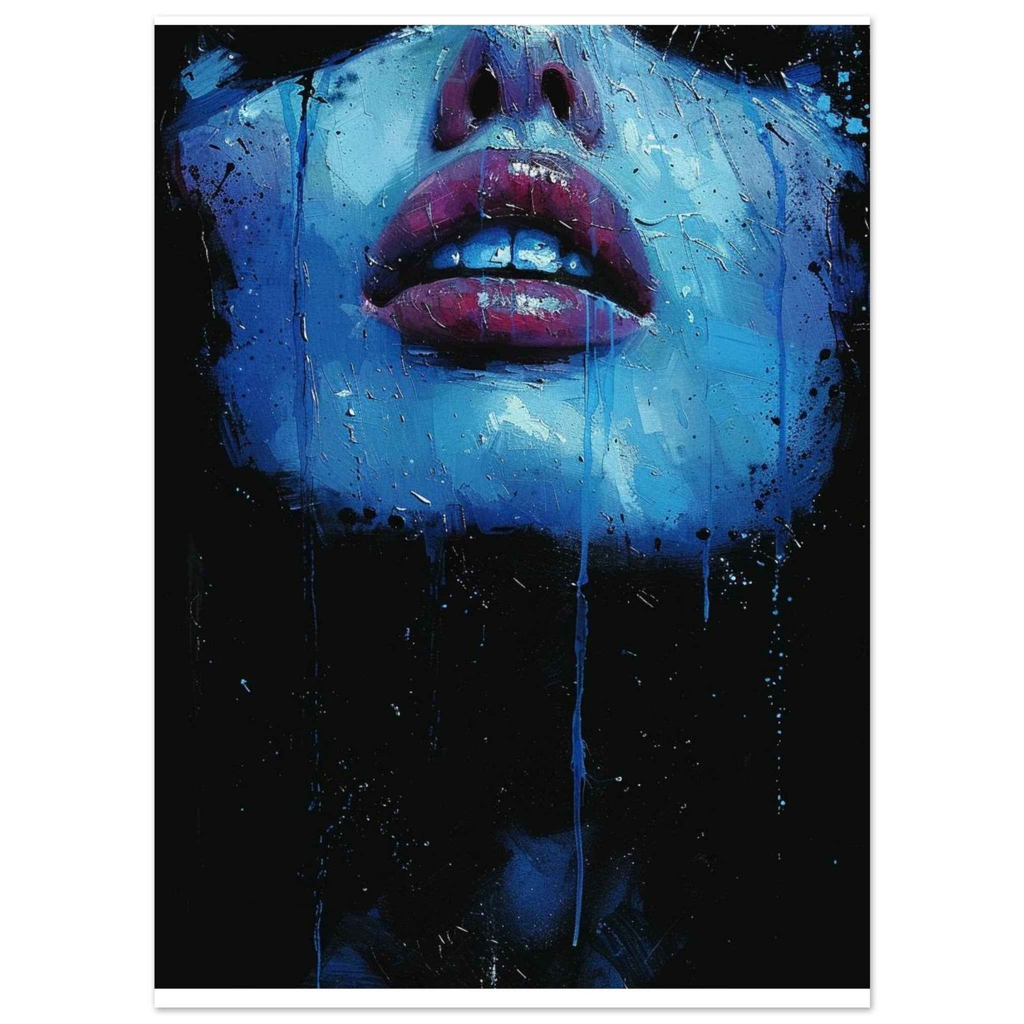 "Blue Ecstasy" Poster – Vivid Abstract Portrait Wall Art (Multiple Sizes Available)