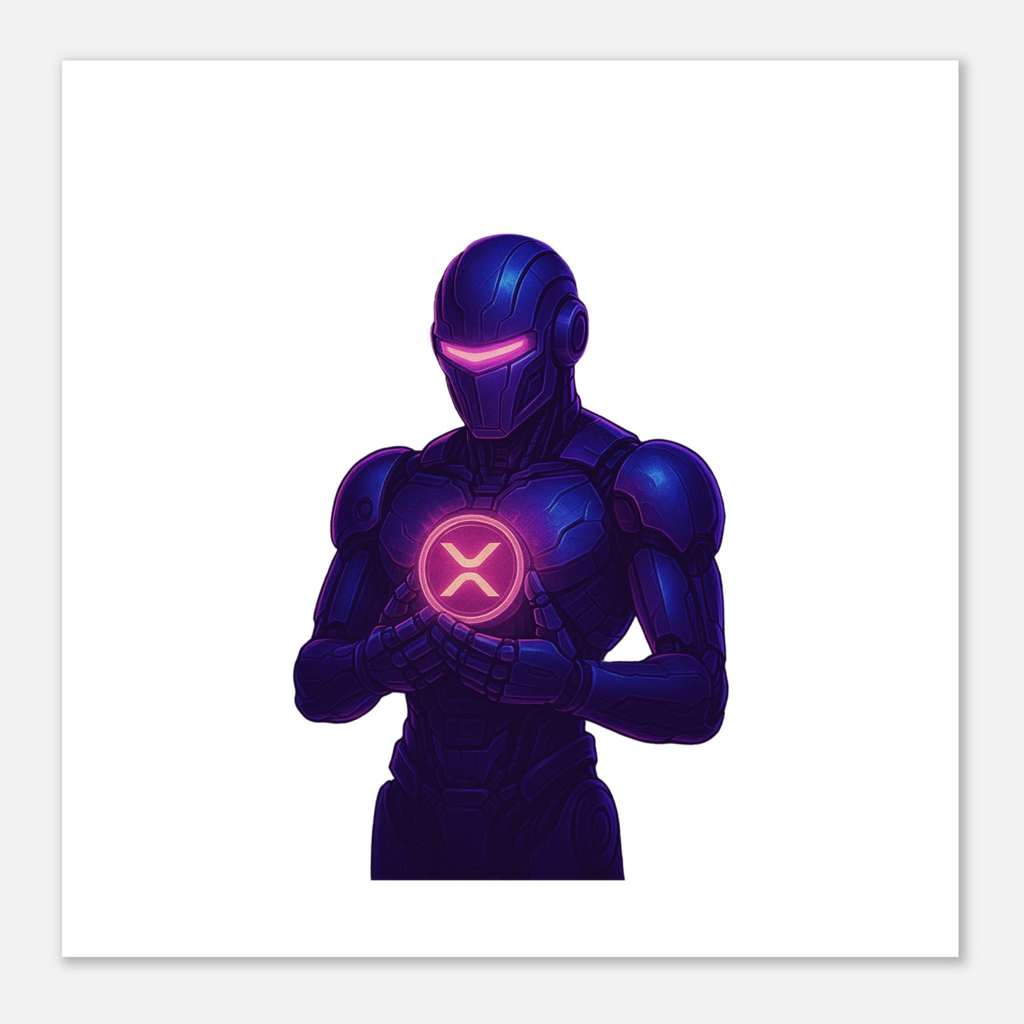 Crypto Ripple Robot Poster – XRP Guardian Futuristic Wall Art - F4 Custom Prints