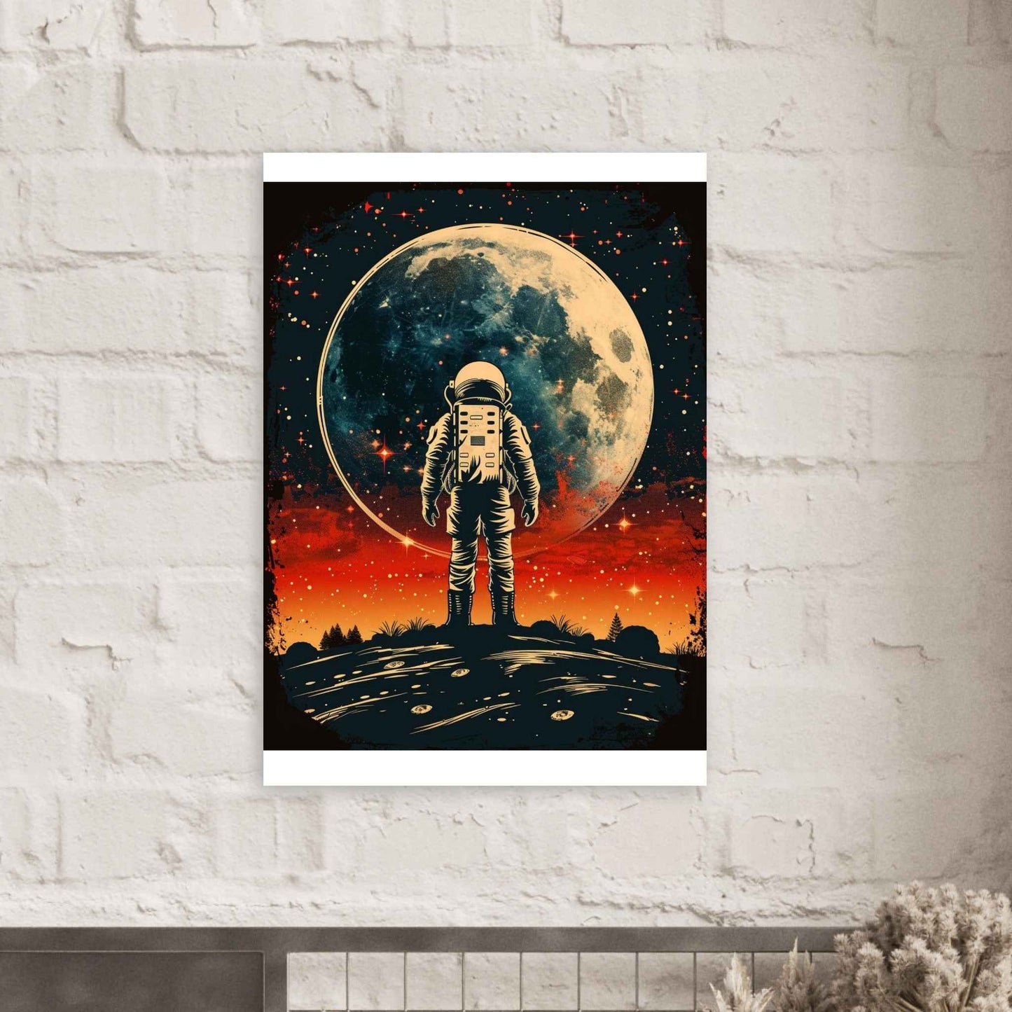 "Lunar Gaze" Poster – Retro-Futuristic Astronaut Wall Art (Multiple Sizes Available)