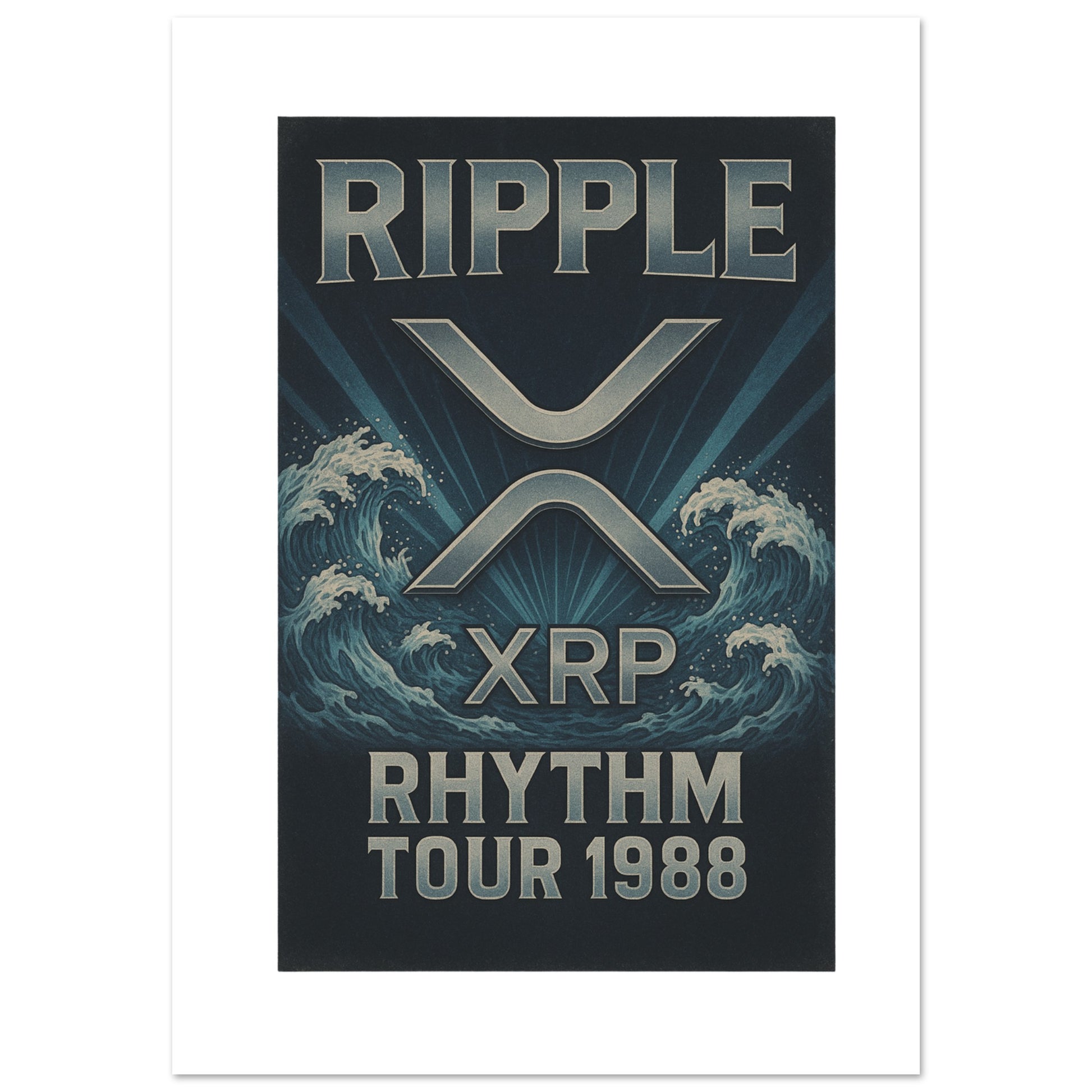XRP Crypto Art Poster – “Rhythm Tour 1988” Retro Concert Aesthetic - F4 Custom Prints