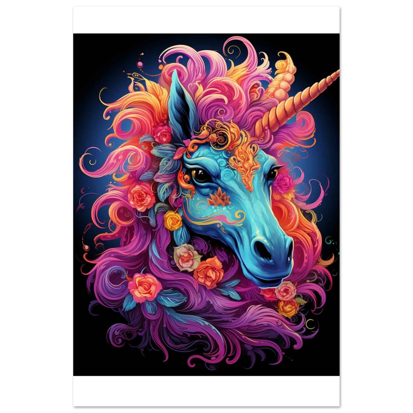 Neon Unicorn Dream Poster – Vibrant Fantasy Wall Art (Multiple Sizes Available)