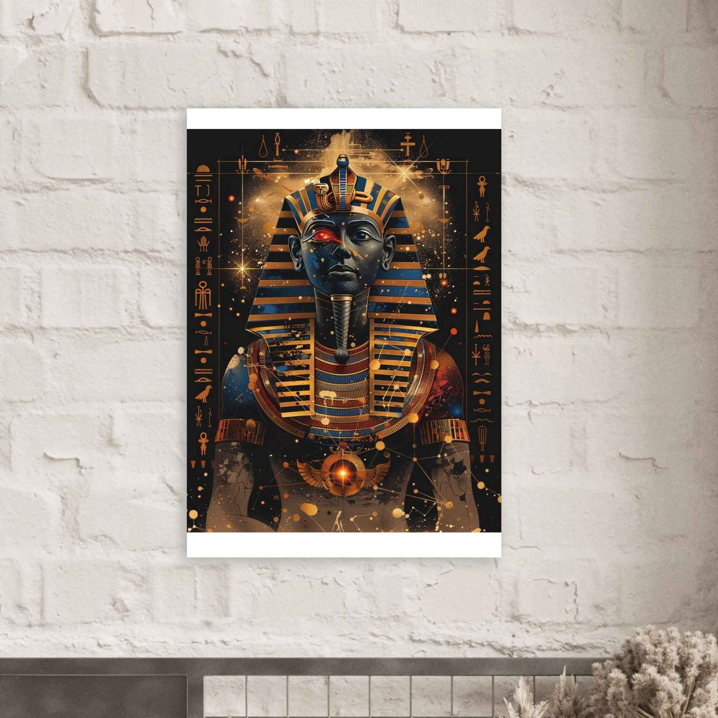 "Pharaoh's Gaze" Poster – Mystical Egyptian Wall Art with Cosmic Allure (Multiple Sizes Available)