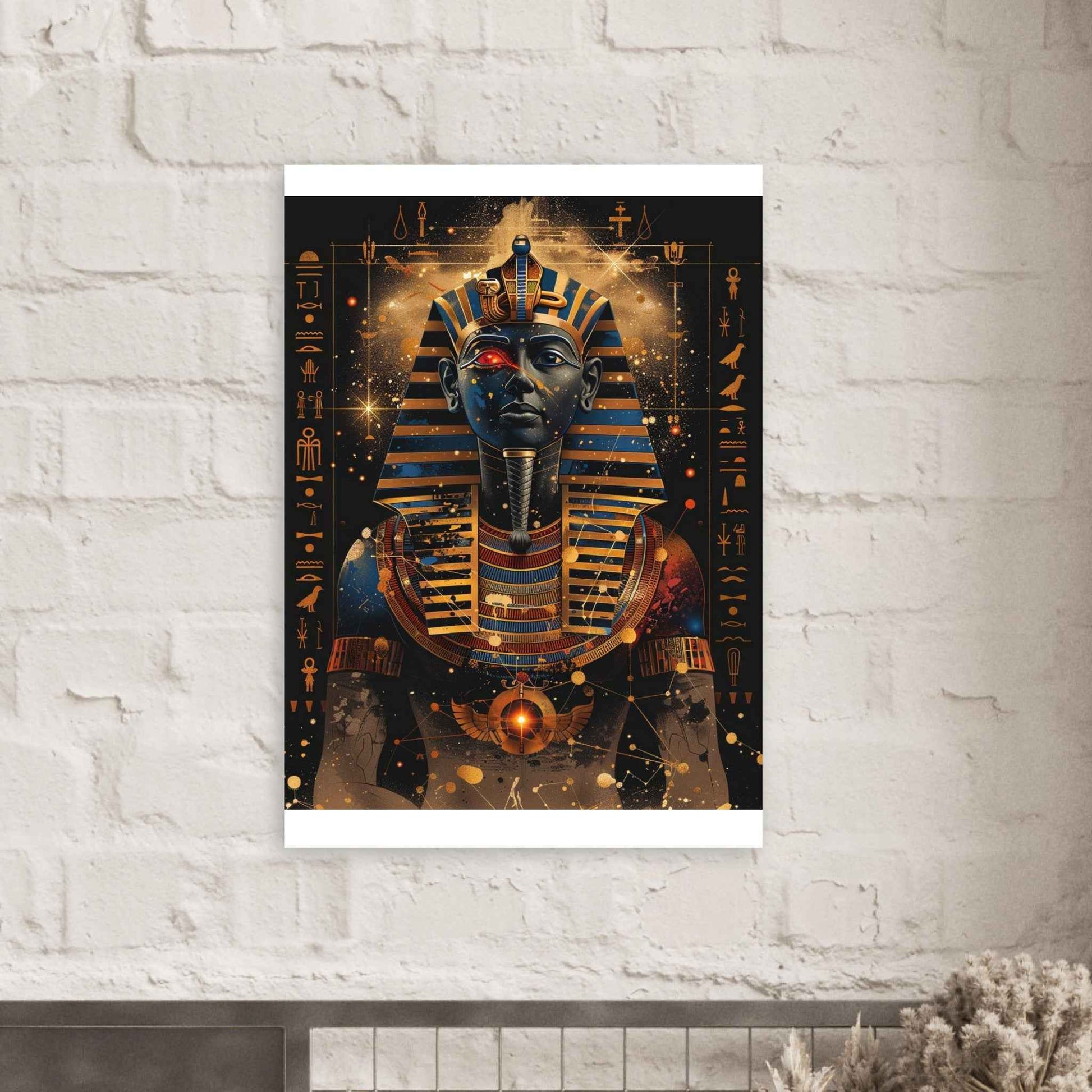 "Pharaoh's Gaze" Poster – Mystical Egyptian Wall Art with Cosmic Allure (Multiple Sizes Available)