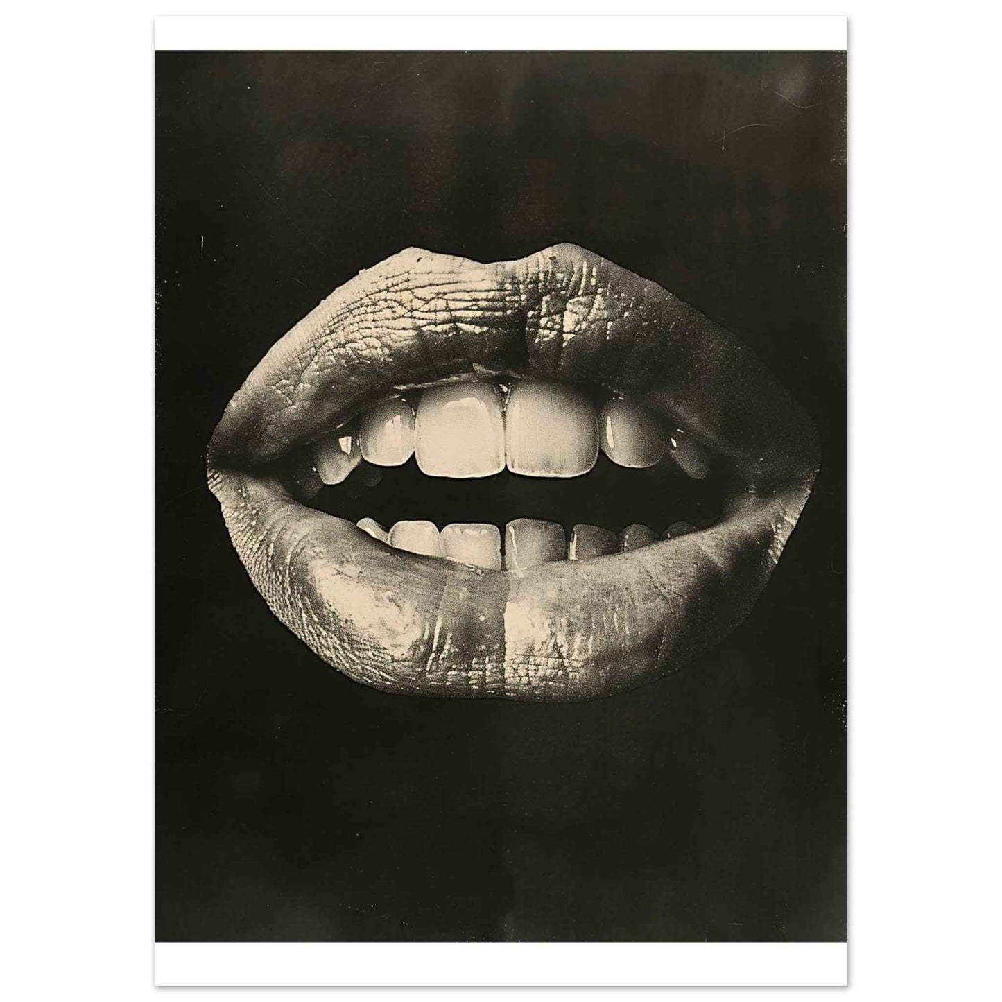 "The Kiss" Poster – Striking Black & White Lip Art (Multiple Sizes Available)